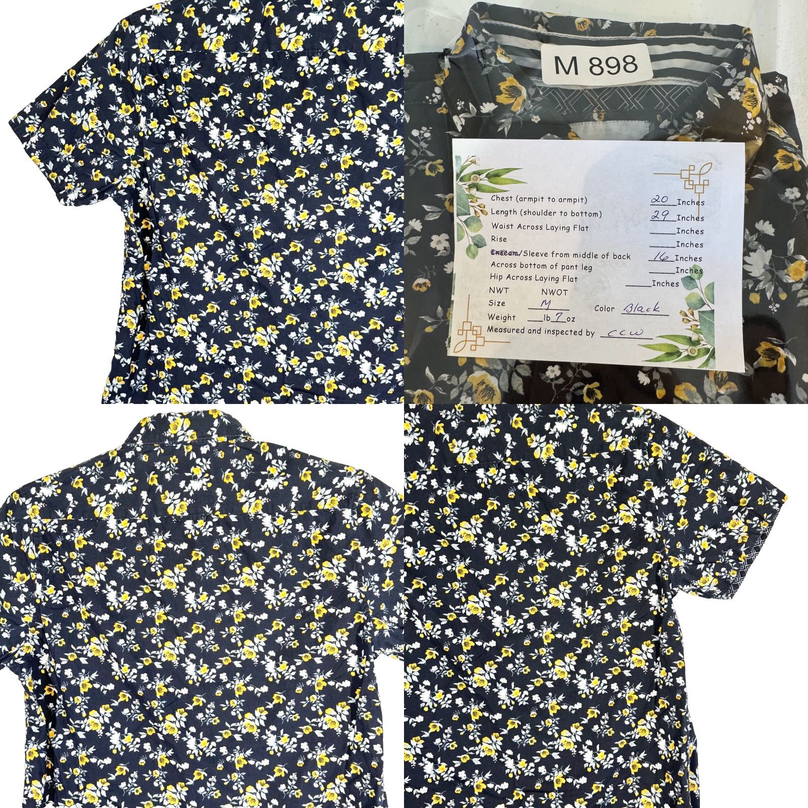 Vintage Cactus Man Black Floral 100% Cotton Short Sleeve Button-Up Shirt Men M Size US M / EU 48-50 / 2 - 8 Thumbnail
