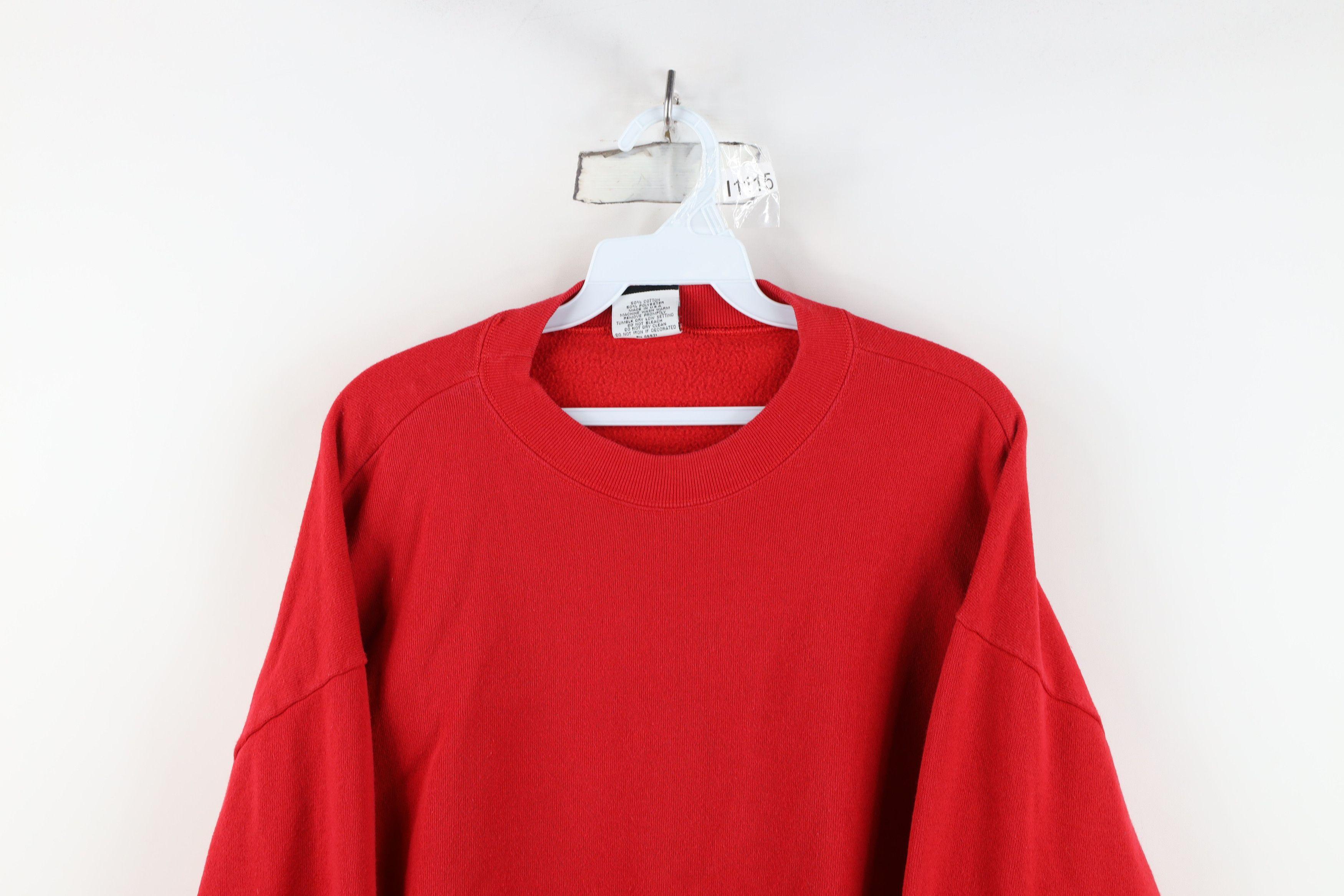 Vintage Vintage 90s Streetwear Blank Crewneck Sweatshirt Red USA Size US XL / EU 56 / 4 - 2 Thumbnail
