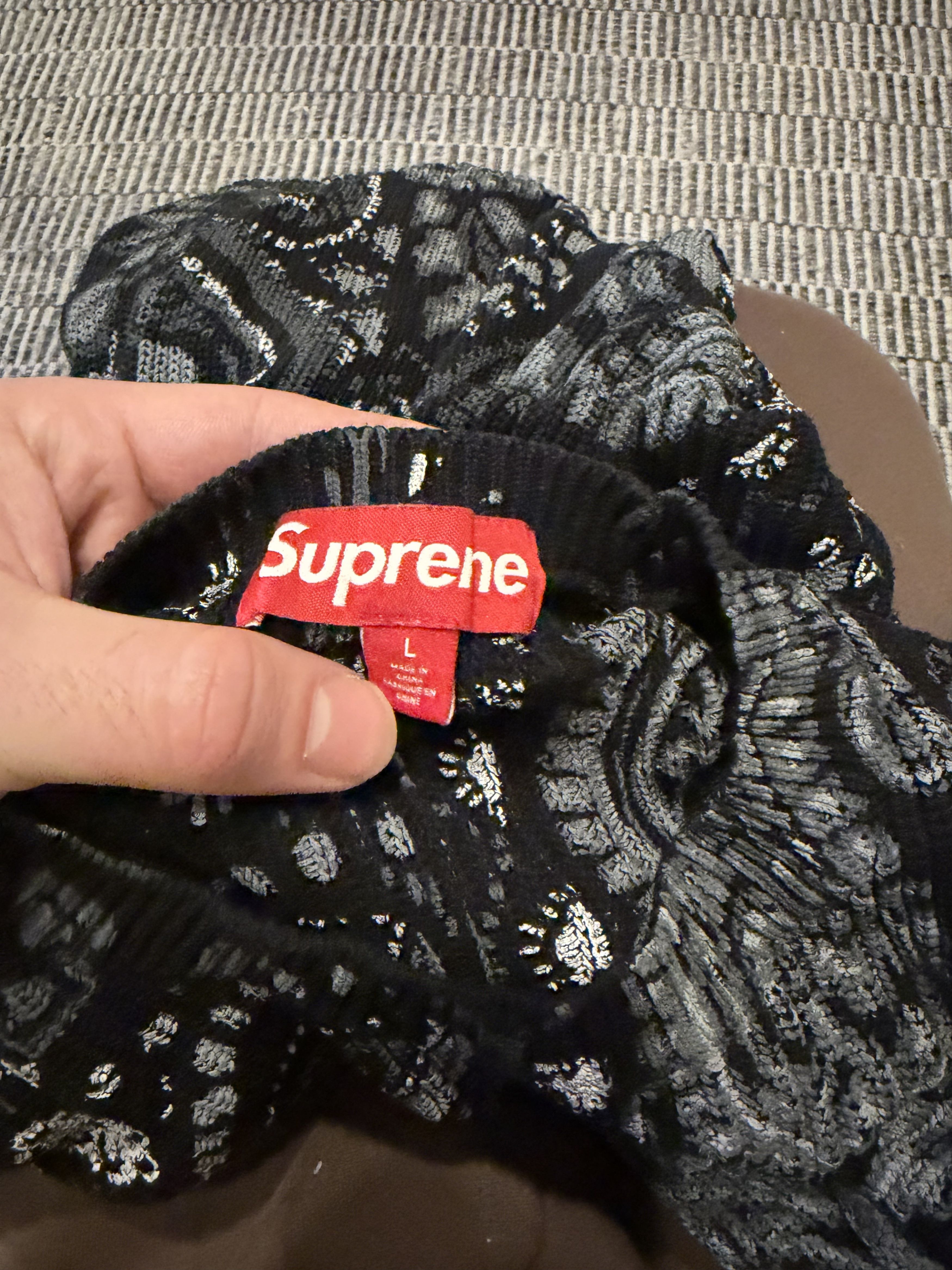 Supreme Jersey Supreme Paisley Knit Sweater - Negro/Gris - Talla L Size US L / EU 52-54 / 3 - 2 Thumbnail