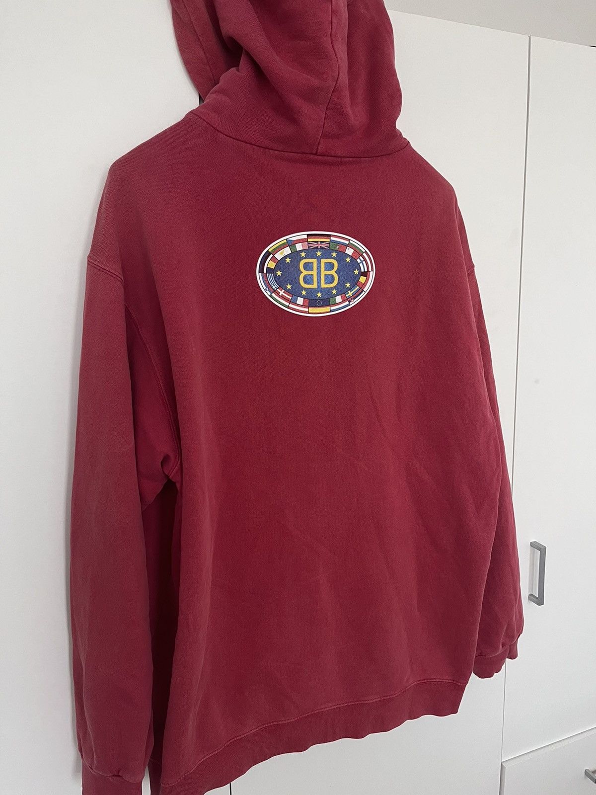 Image of Balenciaga Eu Bb Logo Hoodie in Red, Men's (Size XL)