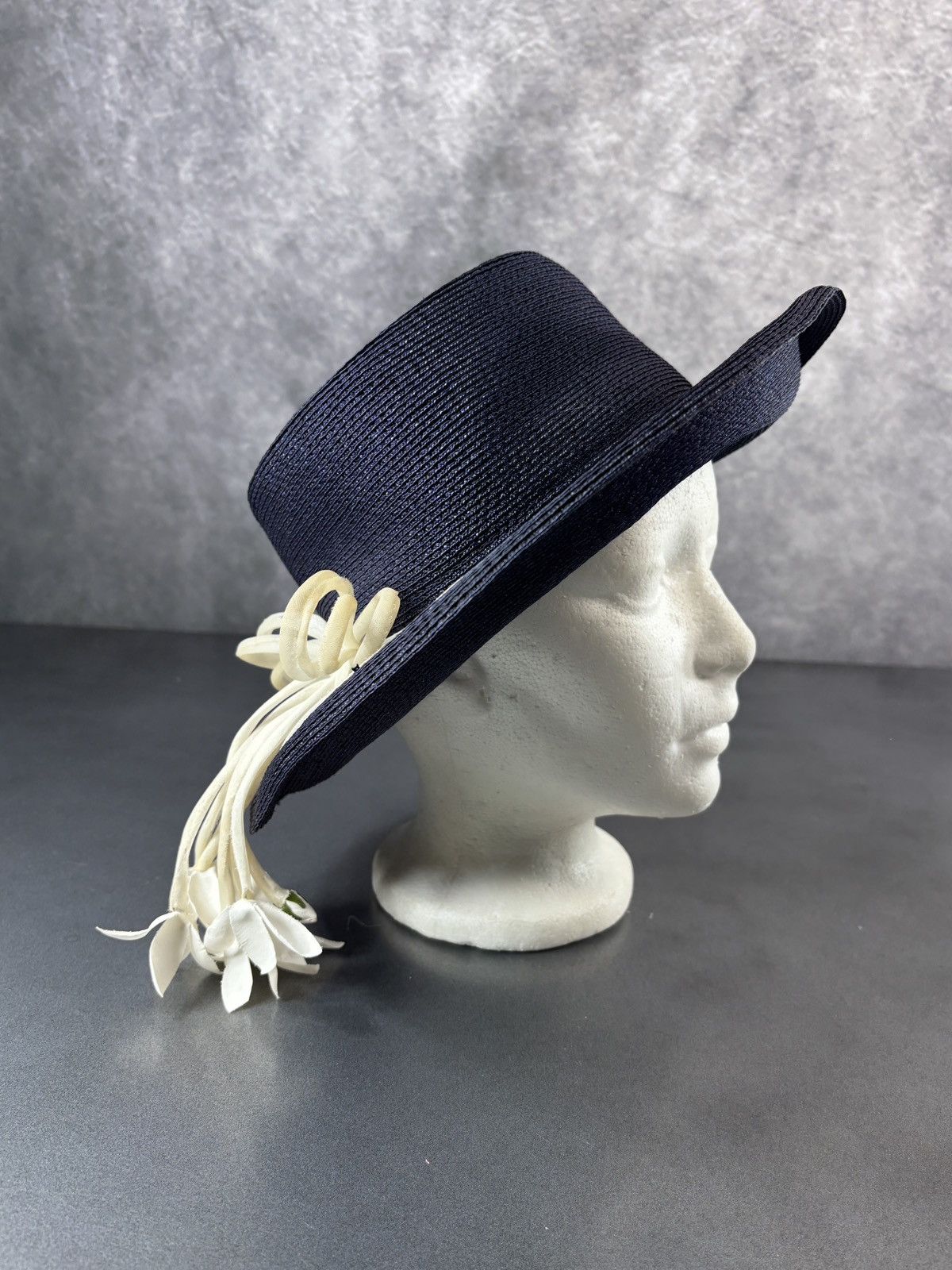Yves Saint Laurent 1960s Yves Saint Laurent Hat Vintage YSL Straw Cap Floral Size ONE SIZE - 8 Thumbnail