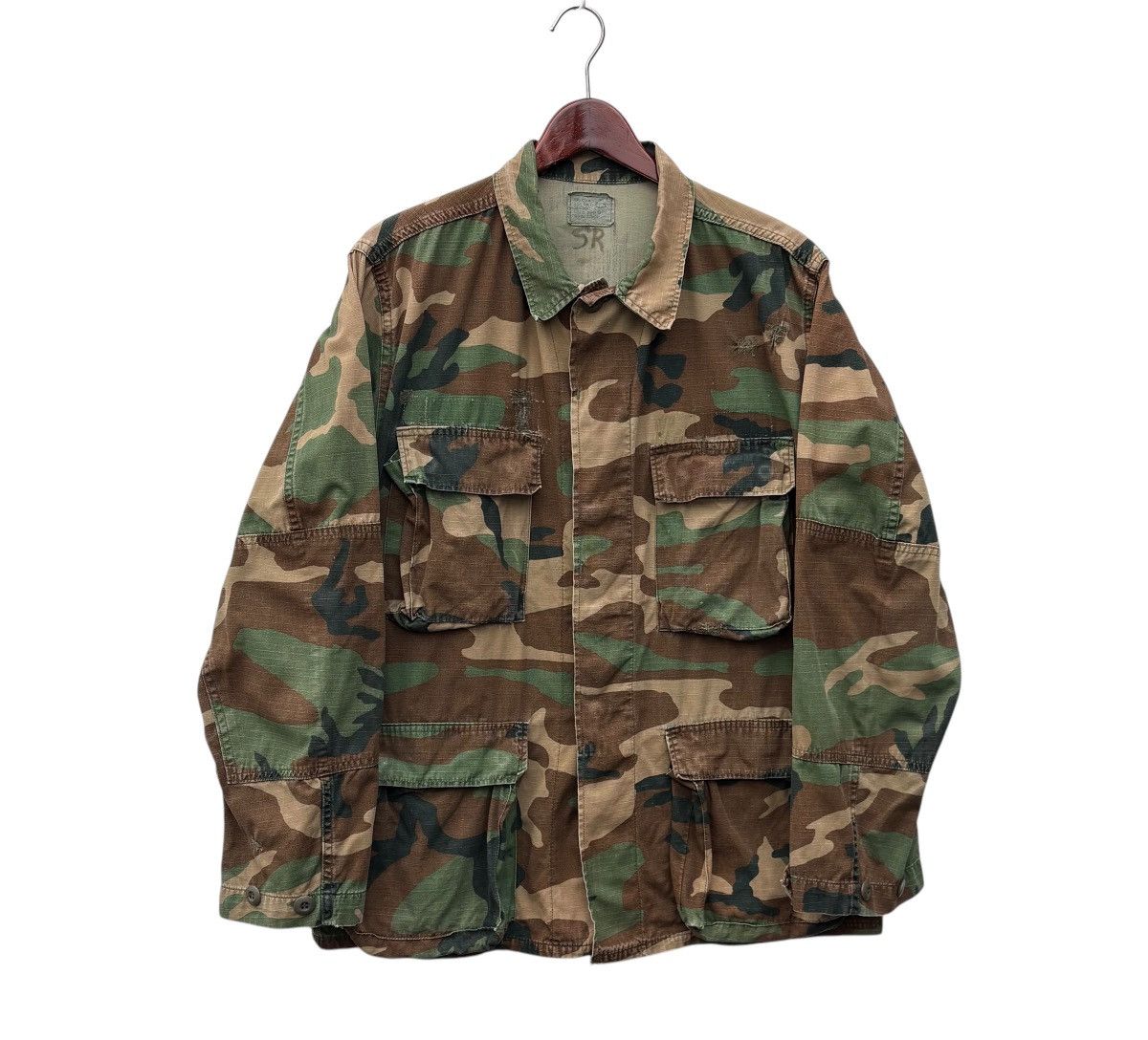 Vintage Vintage 80s US Military Camo Jacket Woodland Cotton Coat Size US S / EU 44-46 / 1 - 1 Thumbnail