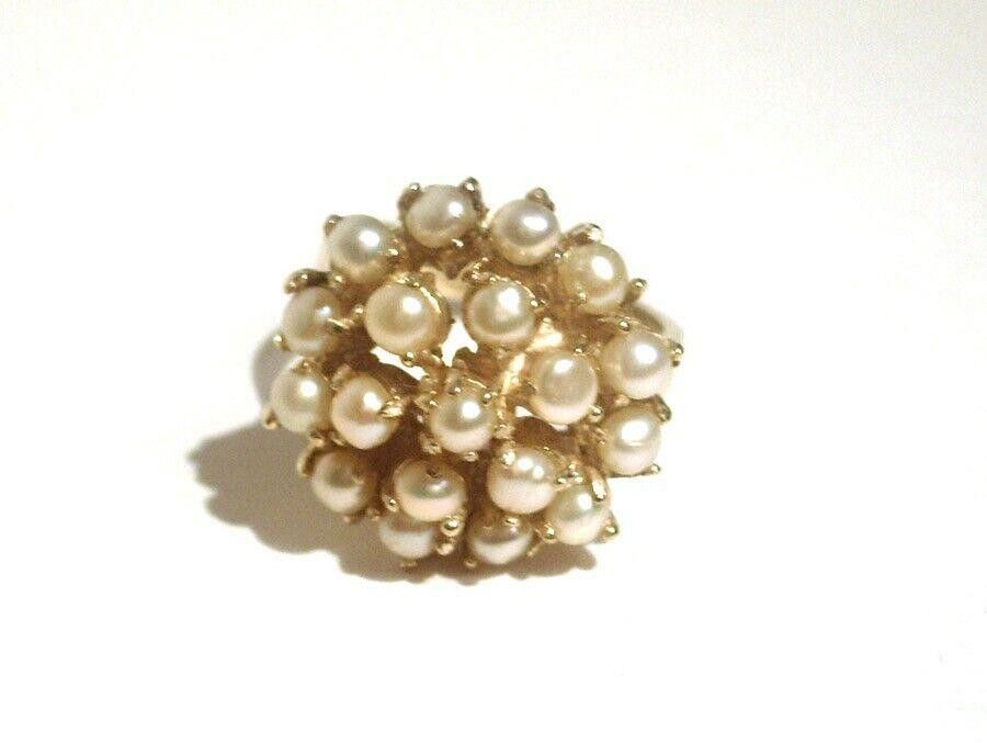 Handmade Round Cluster 18kt Gold Vermeil Sterling Cocktail Ring Size ONE SIZE - 1 Thumbnail