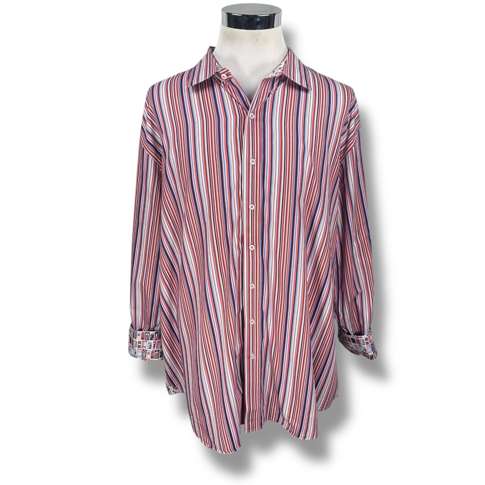 Robert Graham Robert Graham Shirt 3XL Multi Striped Doors Flip Cuff Button Size US XXL / EU 58 / 5 - 1 Thumbnail