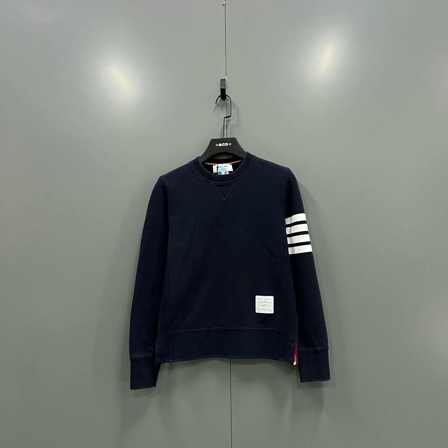 thom browne navy four-stripe sweatshirt size 2