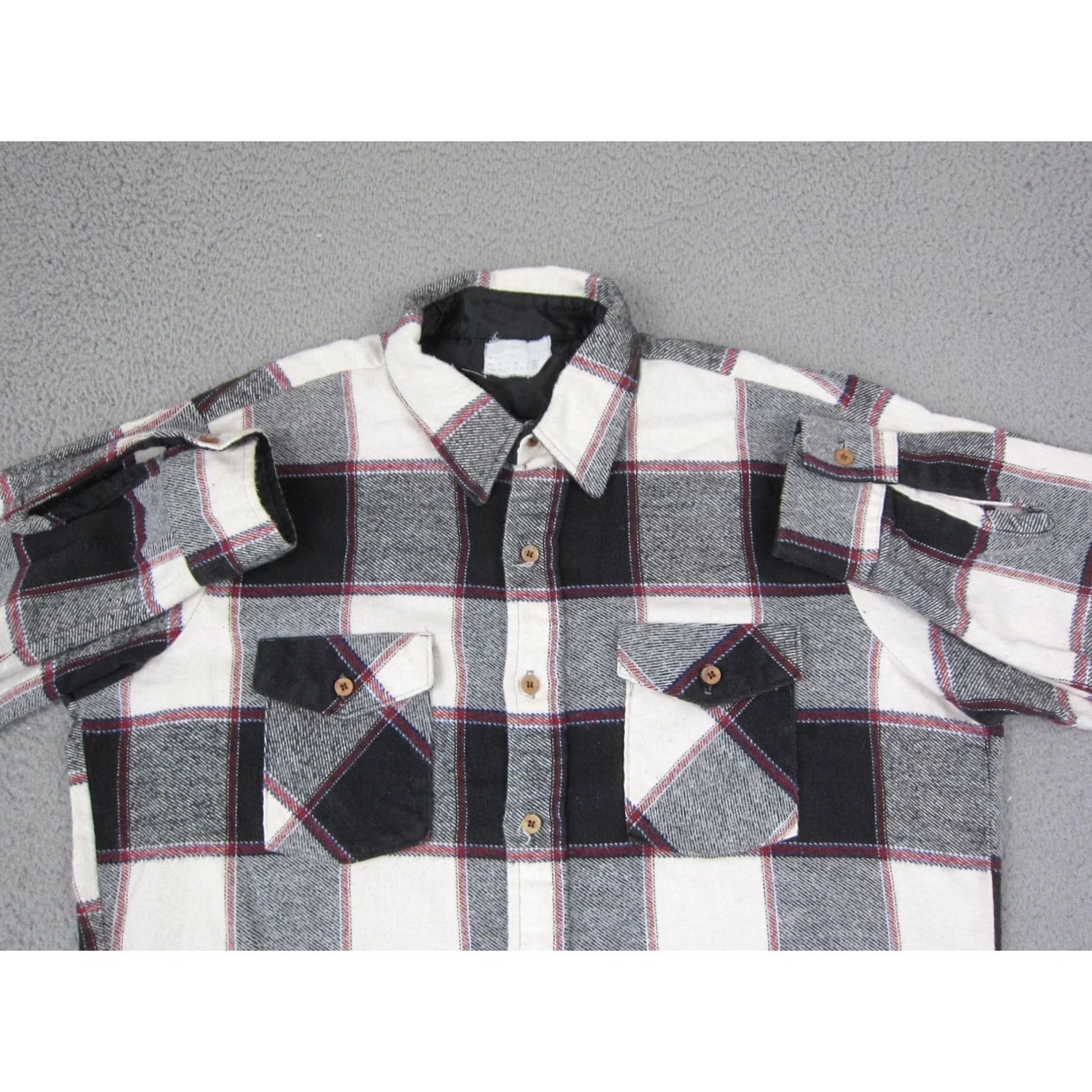 Vintage Vintage True Flannel Shirt Mens XL Extra Large Gray Black Plaid Western Cowboy Size US XL / EU 56 / 4 - 2 Thumbnail