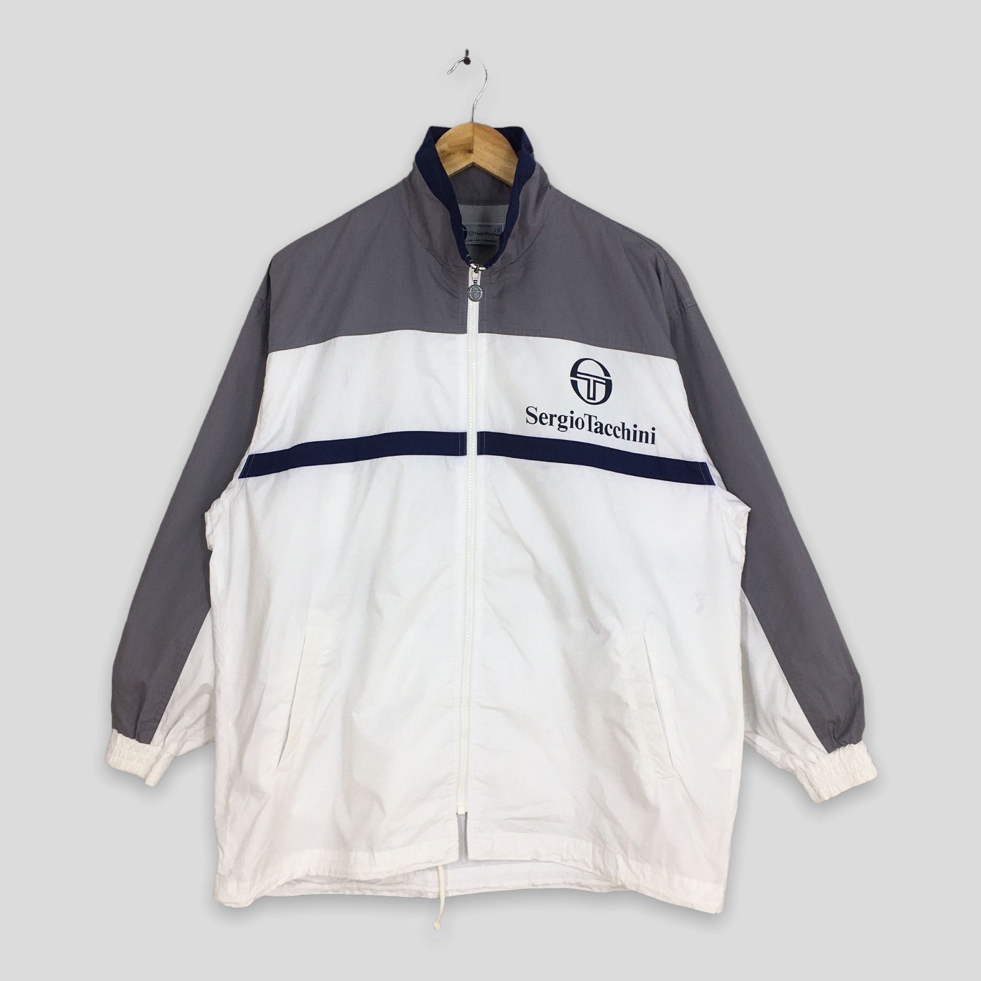 Sergio Tacchini Vintage Sergio Tacchini Windbreaker White Jacket Medium Size US M / EU 48-50 / 2 - 1 Thumbnail