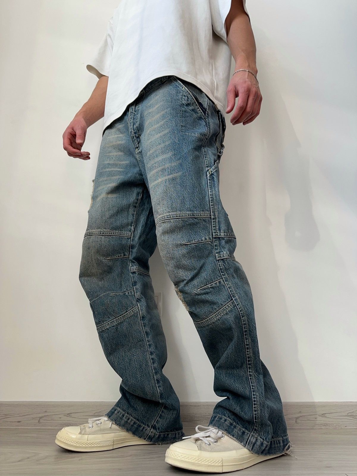 Other Vintage Y2K Clockhouse Mud Wash Denim Biker Jeans Baggy Fit Size US 36 / EU 52 - 14 Thumbnail
