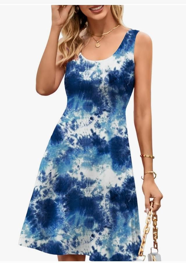 NBDN Nobrandedon Women Summer Slim Sleeveless Scoop Neck A-Line Flare SMALL Size S / US 4 / IT 40 - 1 Thumbnail