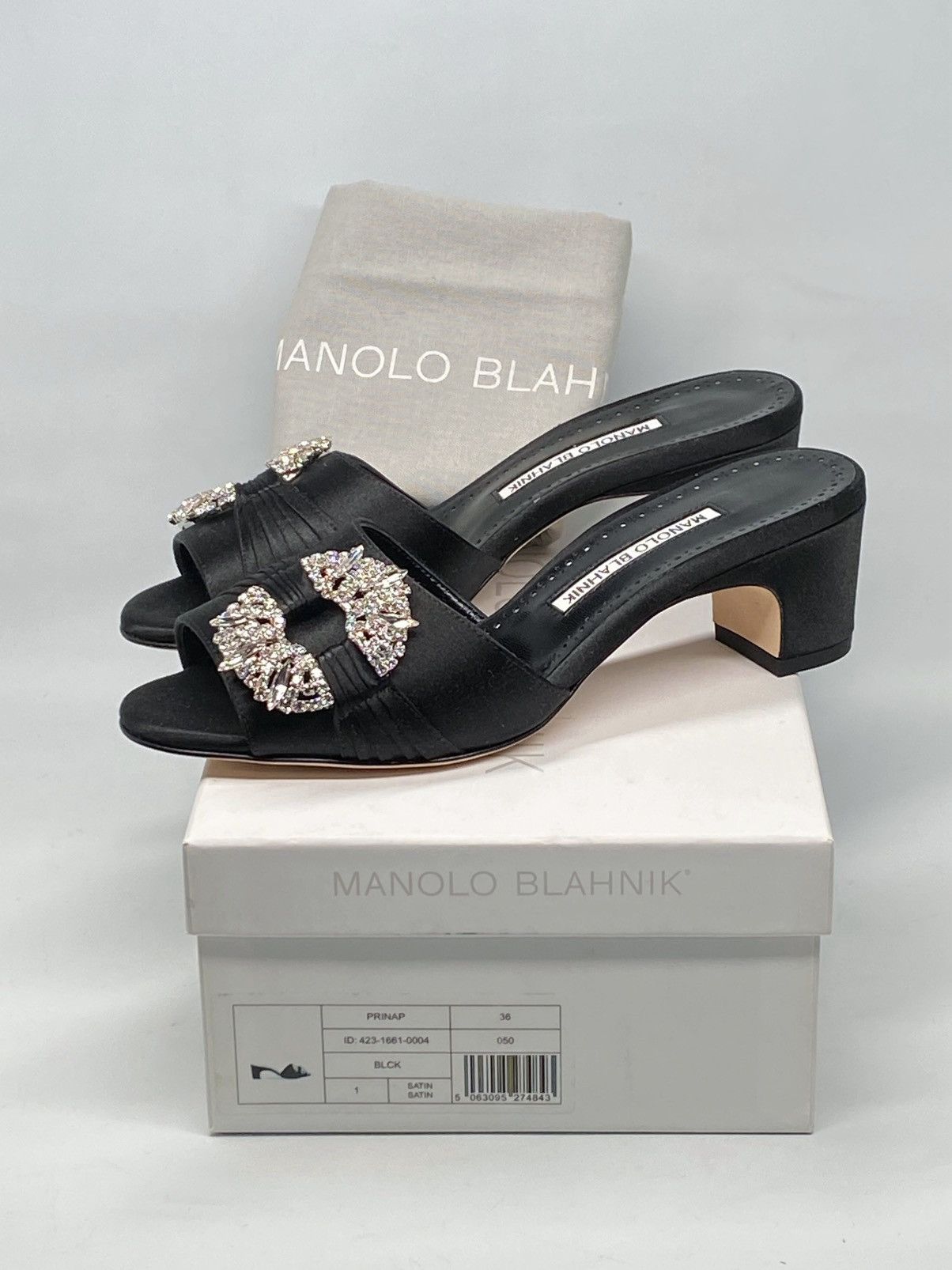 Manolo Blahnik Manolo Blahnik Prinap Satin Crystal Buckle Mules size 36 Size US 6 / IT 36 - 13 Thumbnail