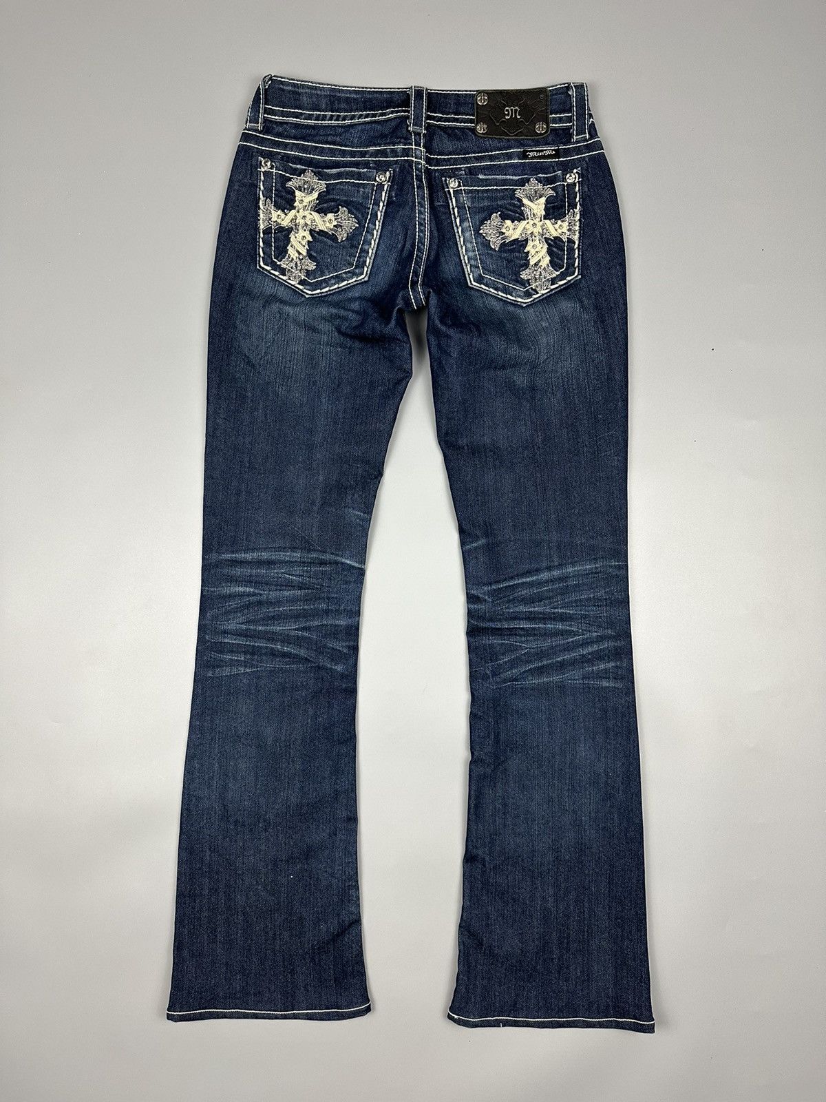 If Six Was Nine × Le Grande Bleu (L.G.B.) 🔥Flared🔥Miss Me Inspired by Chrome Hearts Design Denim Size US 29 - 1 Thumbnail