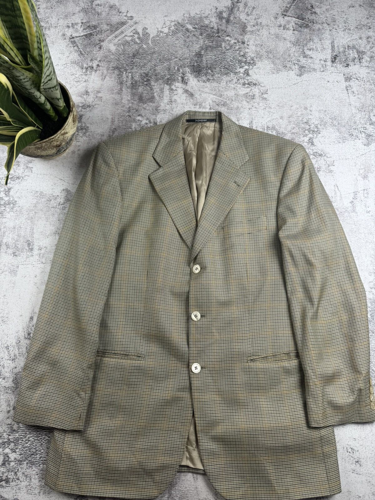 Yves Saint Laurent Yves Saint Laurent YSL Men’s Houndstooth Size 52 Classic Blazer Suit Jacket Size 52R - 4 Thumbnail