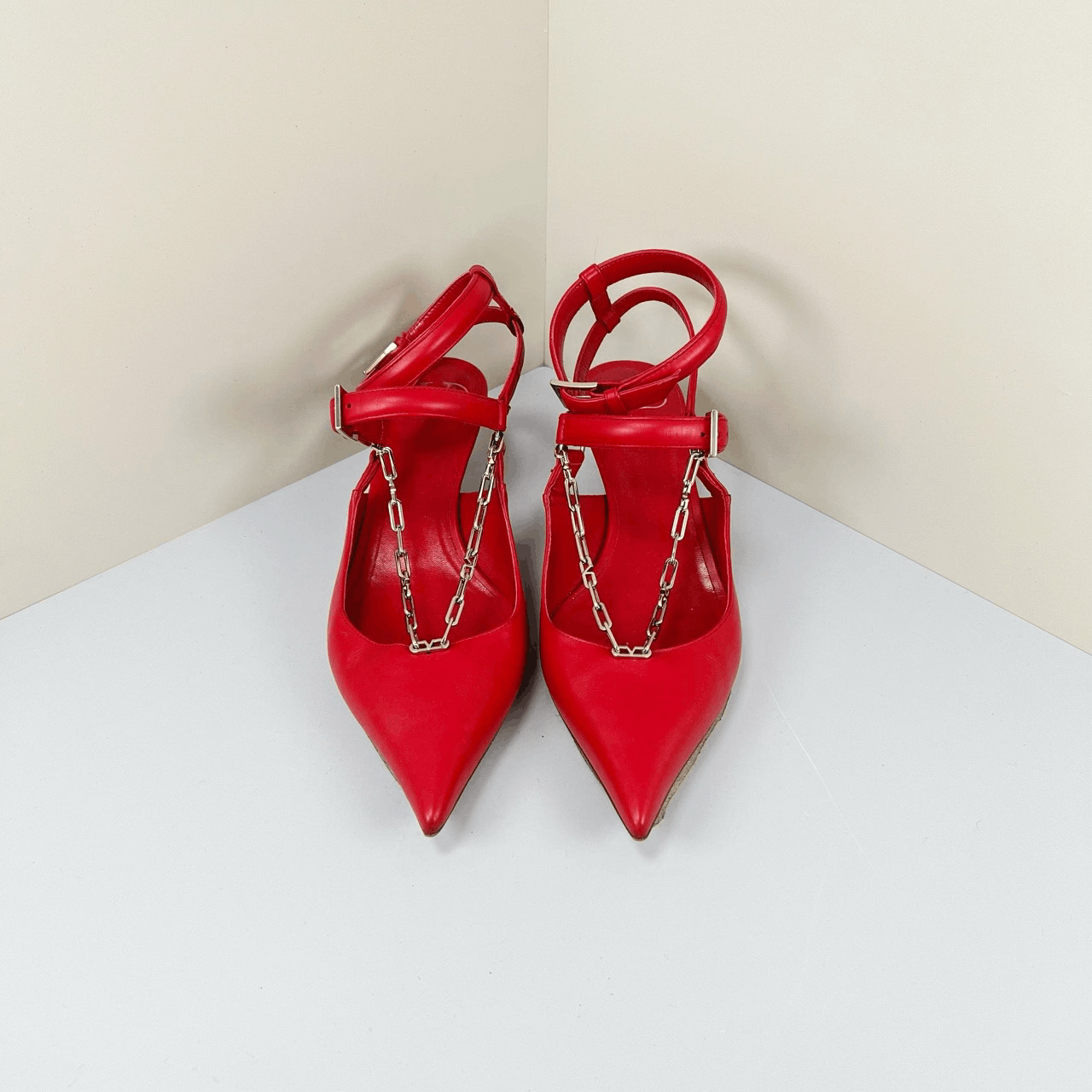 Valentino Valentino Chain Kitten Heel Sandals Size US 4.5 / IT 34.5 - 1 Thumbnail
