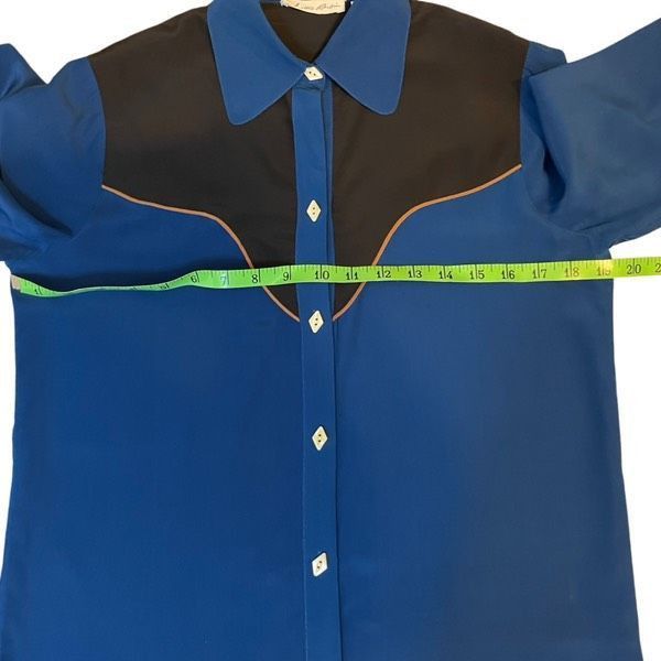 Vintage Vintage Lillie Rubin blue black 100% silk western blouse Size M / US 6-8 / IT 42-44 - 7 Thumbnail