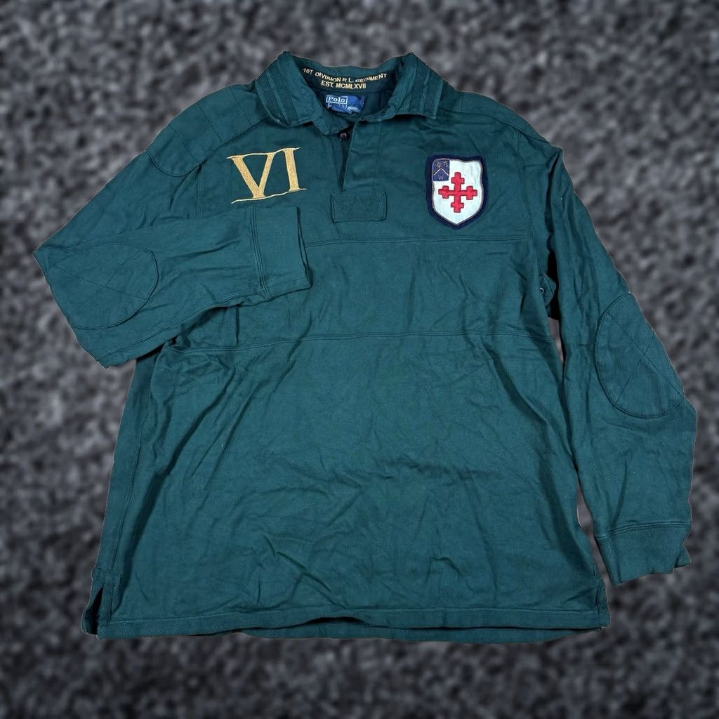 Ralph Lauren VTG Ralph Lauren Rugby Shirt Polo Mens 2XL Green Crest Stitch Polo Shirt Rugby Mens XL? Size US XXL / EU 58 / 5 - 1 Thumbnail