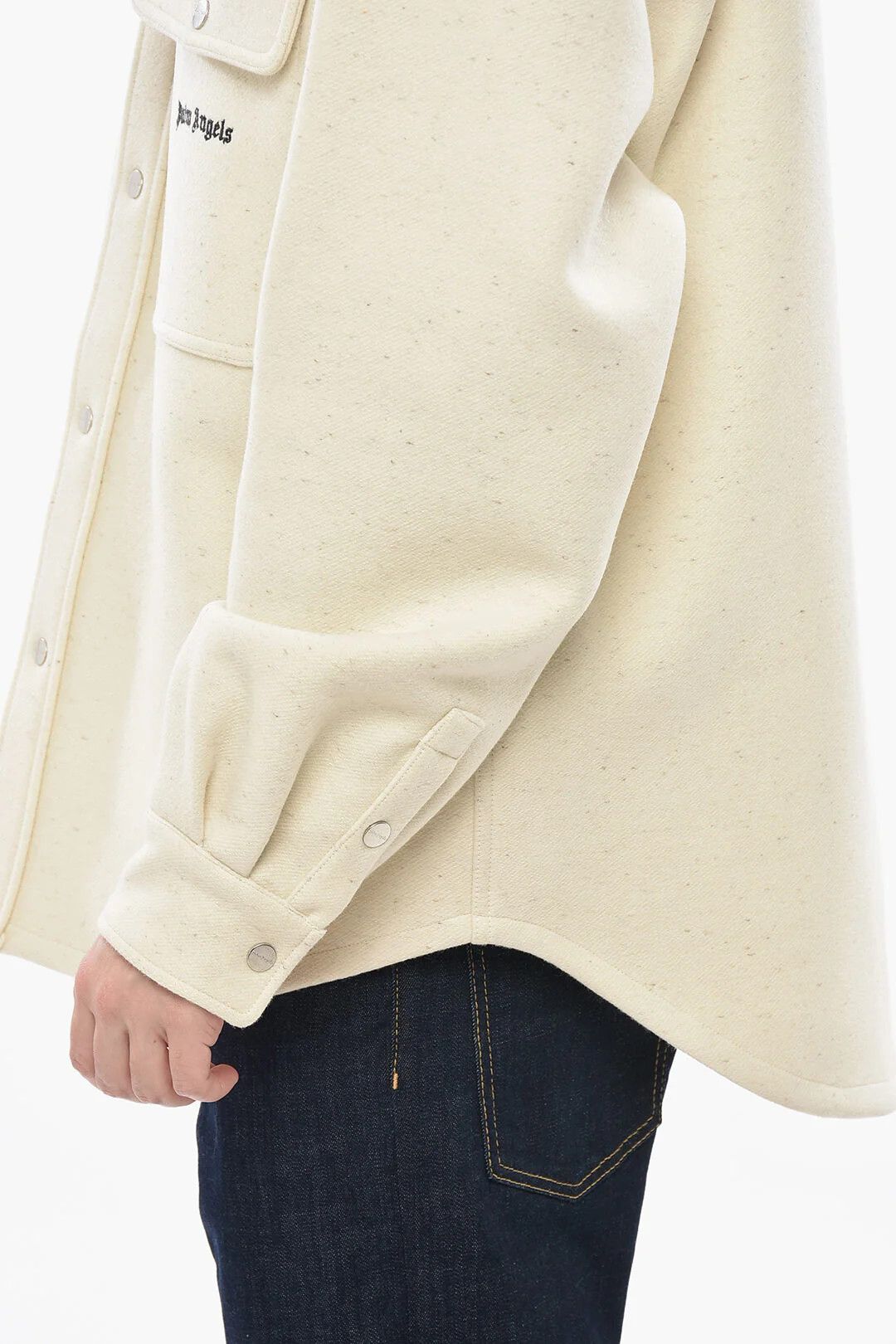 Palm Angels og1mm0326 Virgin-Wool Utility Overshirt in Beige Size US L / EU 52-54 / 3 - 3 Thumbnail