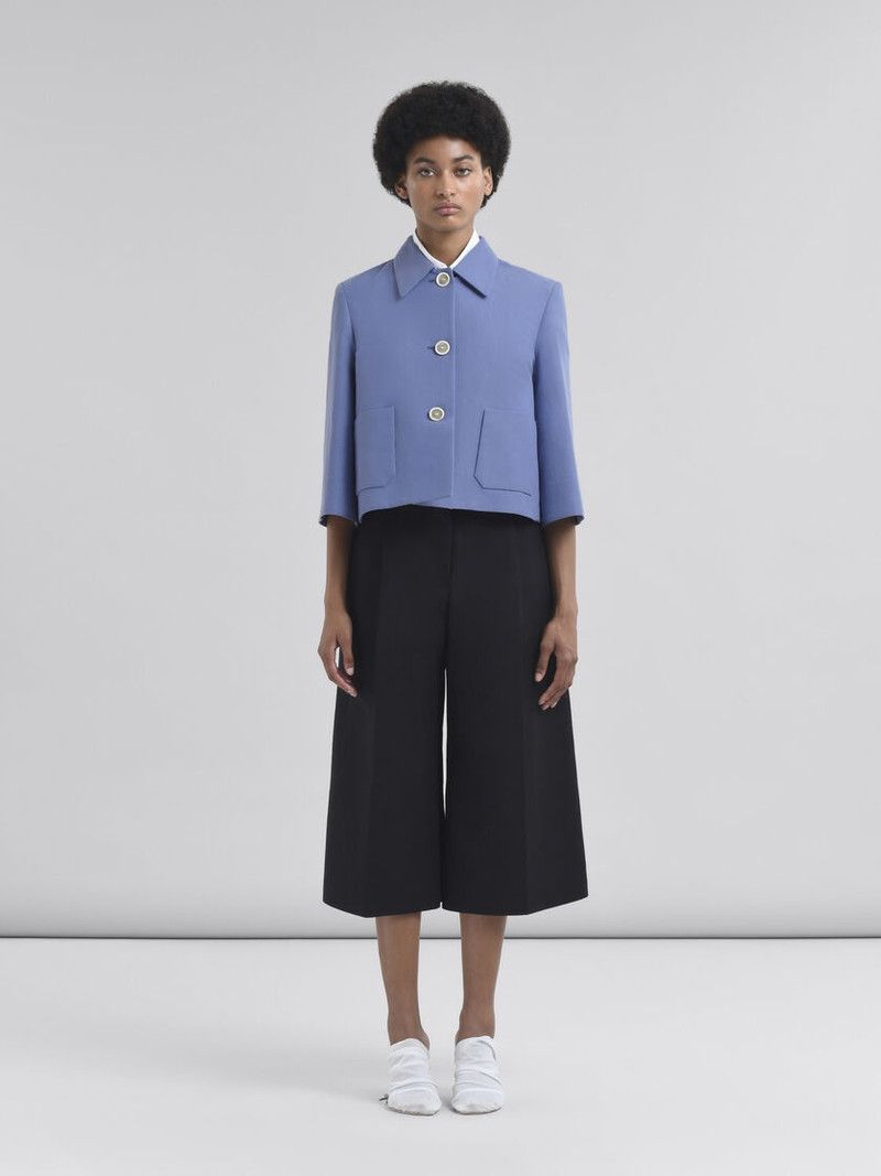 Marni o1f1d3z0326 Cady Cropped Jacket in Blue Size L / US 10 / IT 46 - 2 Thumbnail