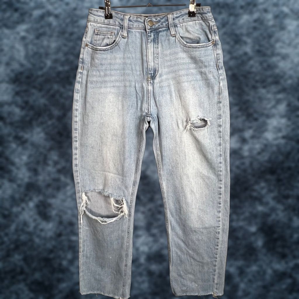 Akira Akira Womens Distressed Light Wash Straight Leg Denim Jeans Size 7 Size 28" / US 6 / IT 42 - 1 Thumbnail