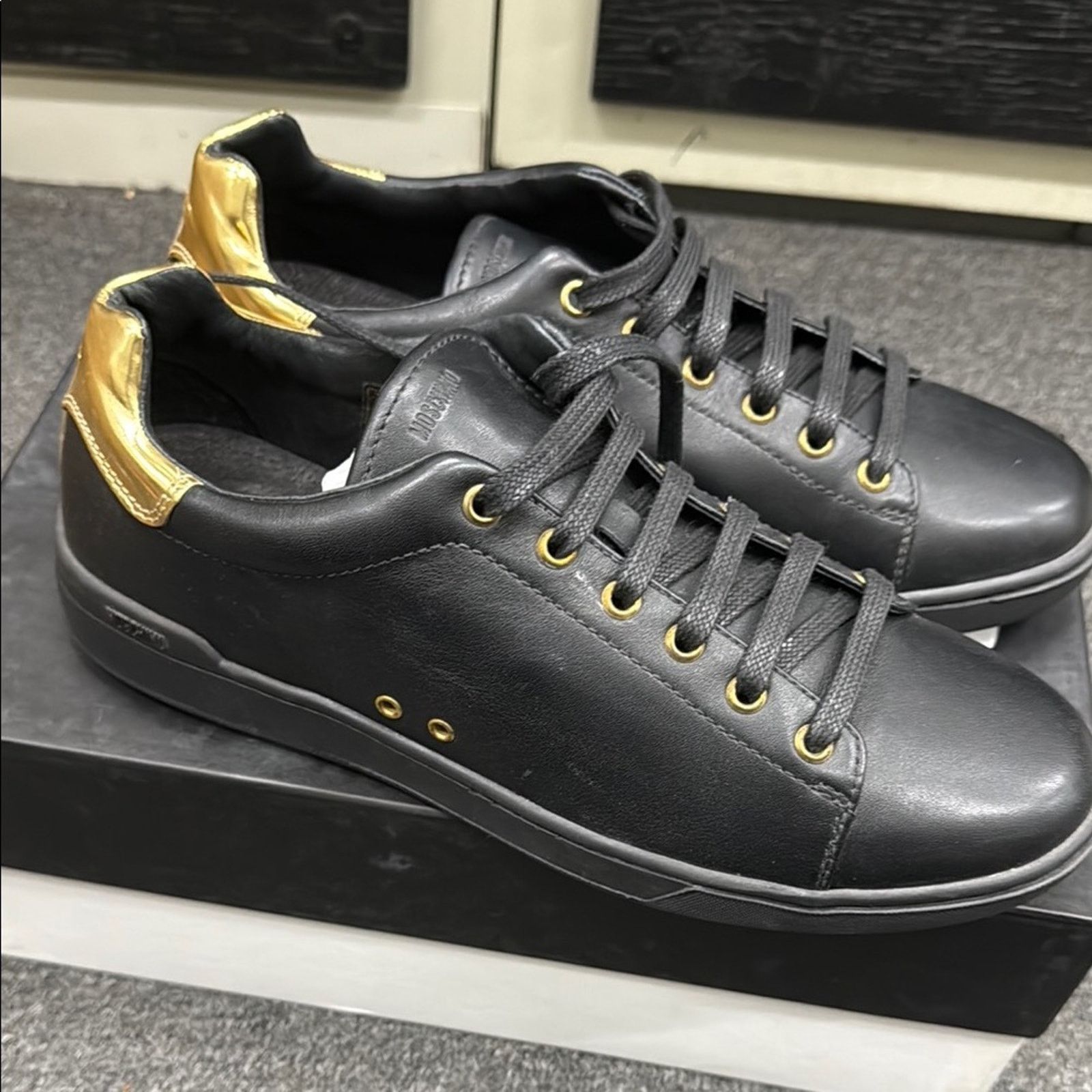 Moschino NWT Moschino Men's Black and Gold Sneakers Size 41 US 9.5 Size US 9.5 / EU 42-43 - 3 Thumbnail