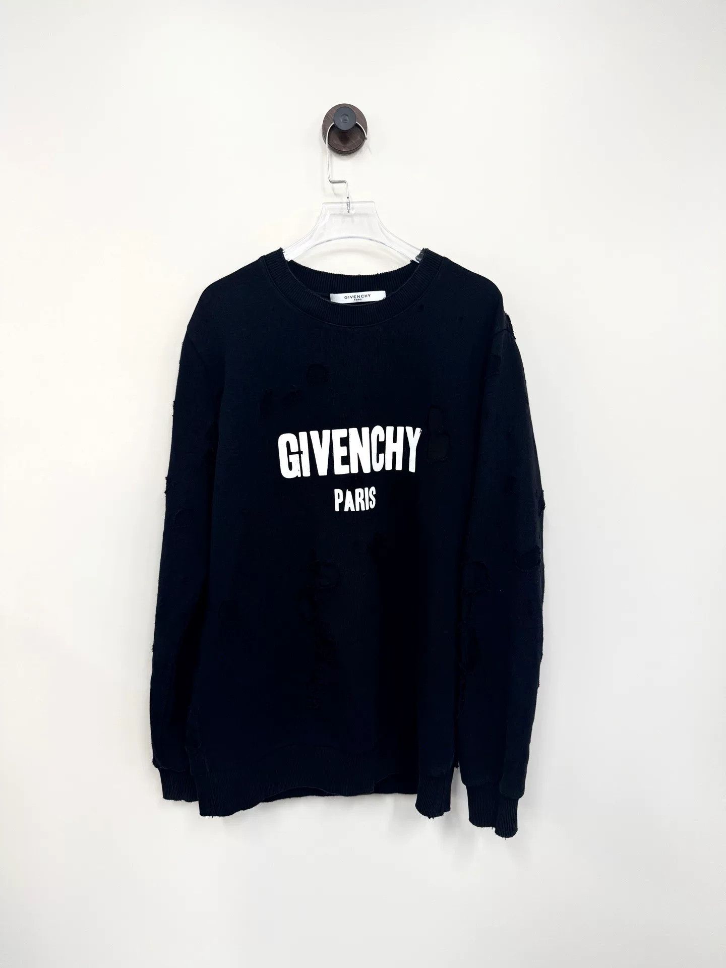 Givenchy Givenchy Black Distressed Logo Hoodie XS Size XS / US 0-2 / IT 36-38 - 1 Thumbnail