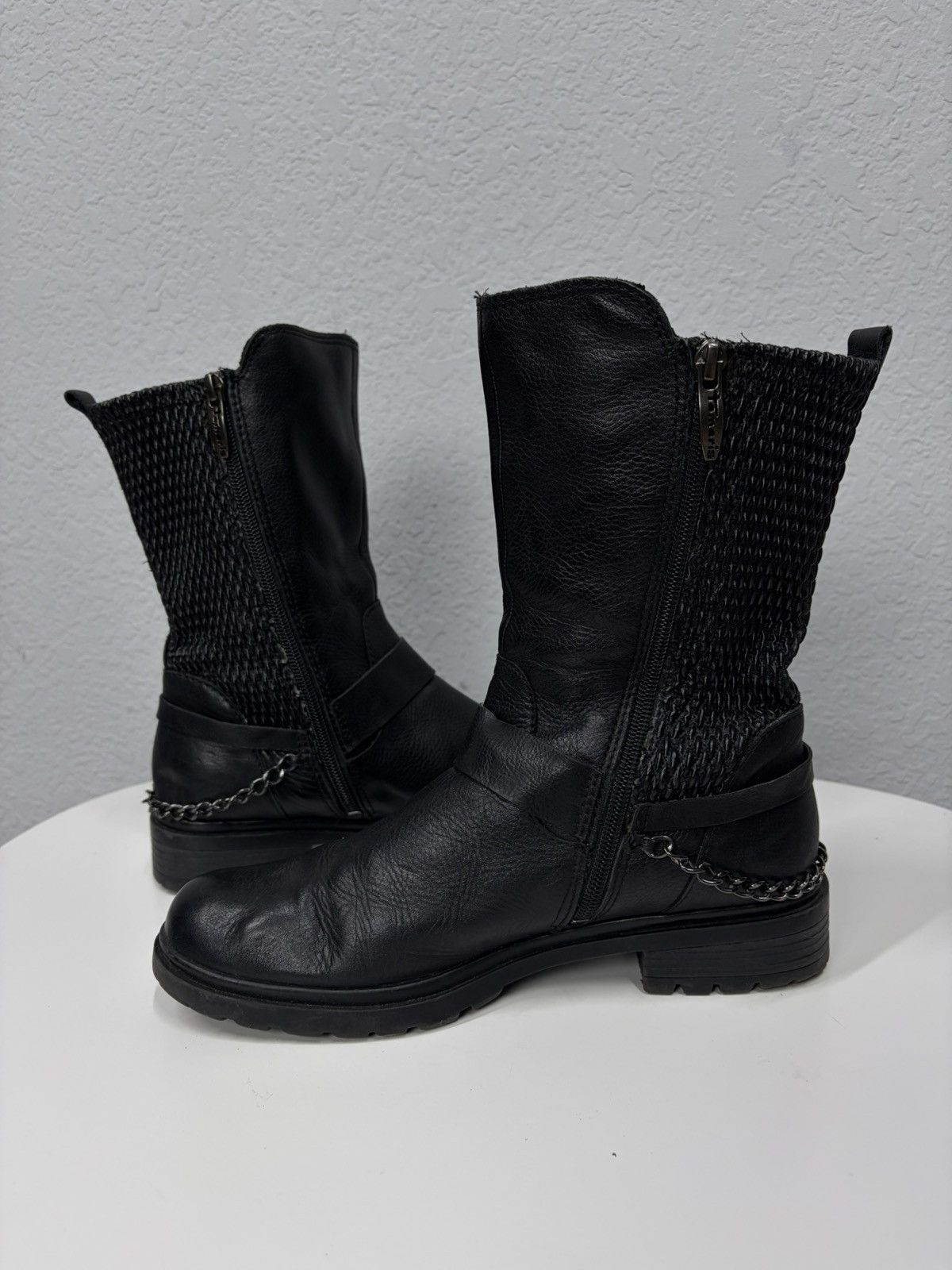 If Six Was Nine AS 98 Vibe Artisan Black Leather Side Zip Ankle Biker Boots Size US 7 / EU 40 - 6 Thumbnail