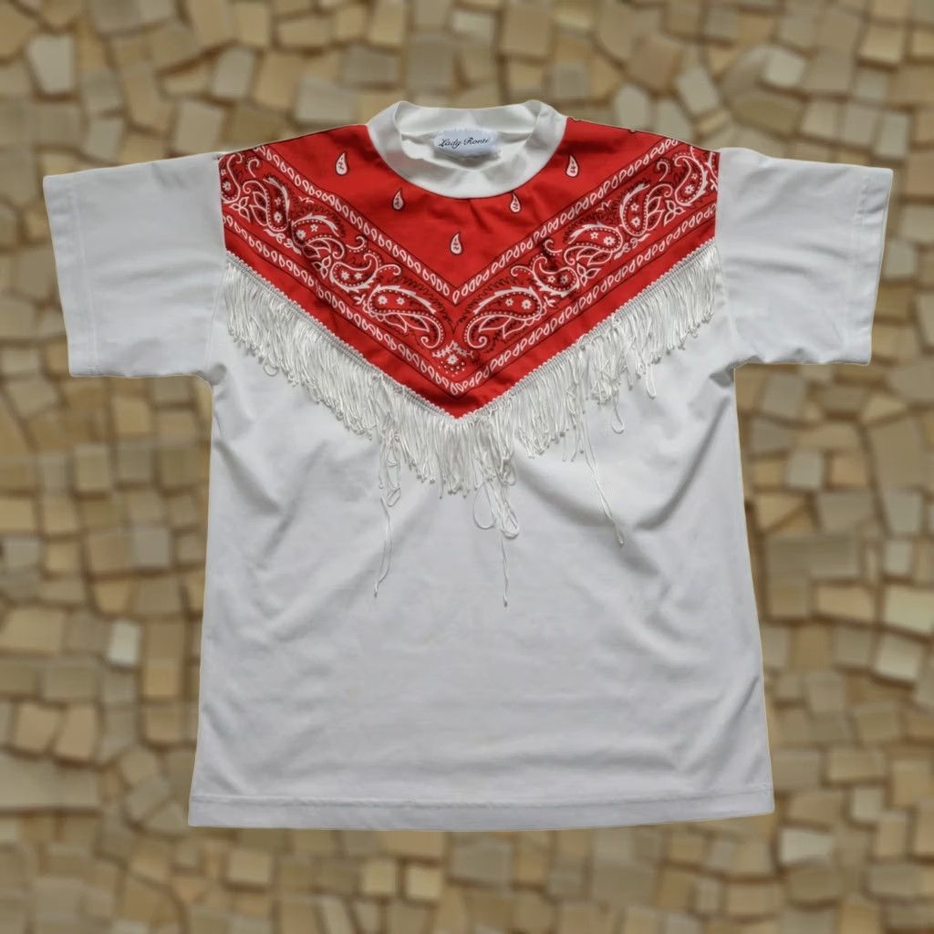 Vintage VINTAGE LADY RONTE COWGIRL RED FRINGE BANDANA WESTERN T SHIRT 90s USA MADE MD Size M / US 6-8 / IT 42-44 - 1 Thumbnail