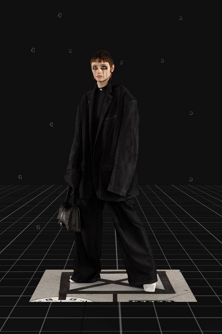 image of Balenciaga Distressed Sweatshirt Coat / Jersey Blazer Fw21 in Black, Men's (Size Large)