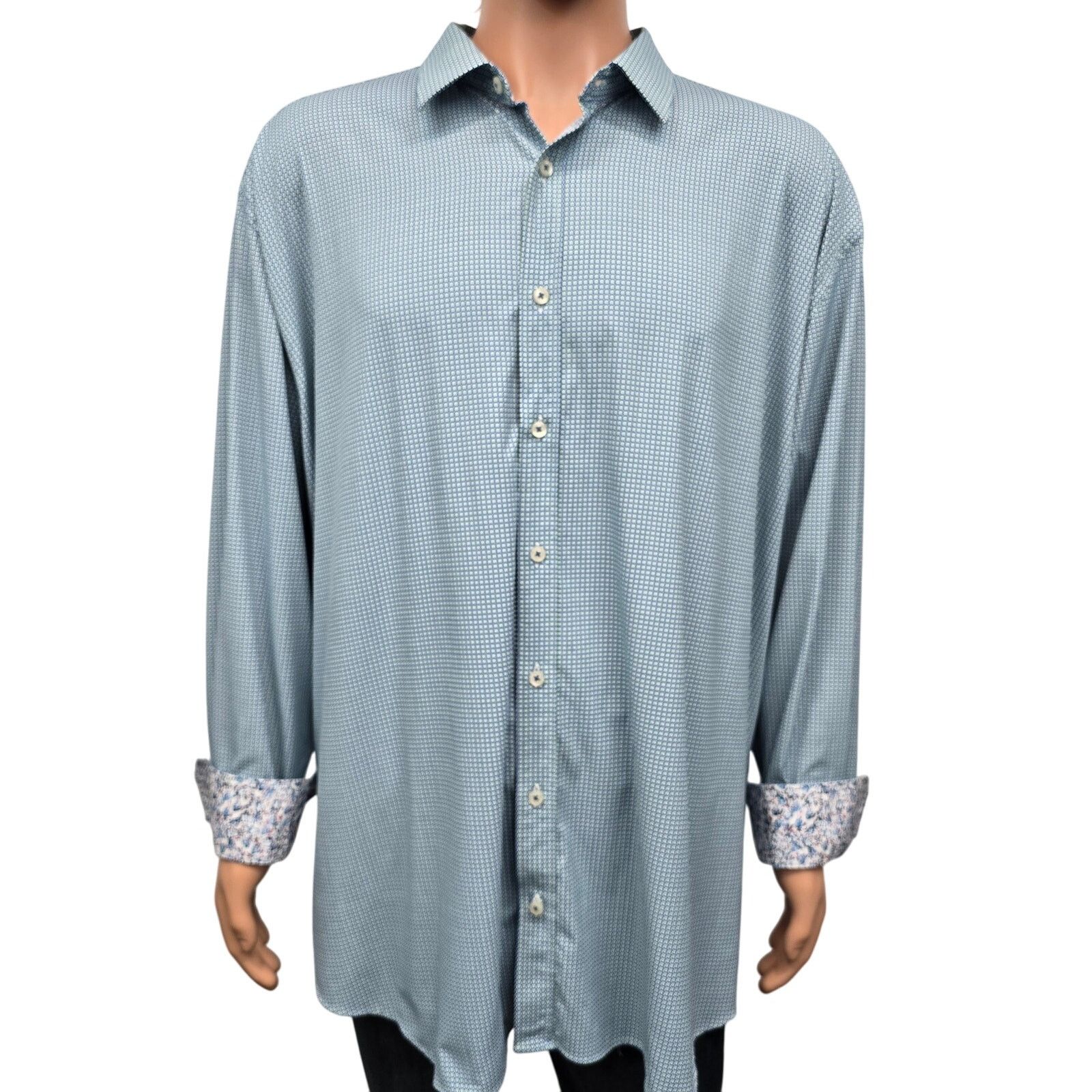 BUGATCHI BUGATCHI Comfort Stretch Shirt 2X Geo Print Floral Flip Cuff Size US XXL / EU 58 / 5 - 2 Thumbnail