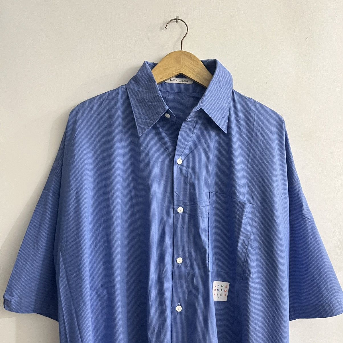 Issey Miyake La mer mamaison - Blue oversized ss button up short Size US XL / EU 56 / 4 - 2 Thumbnail