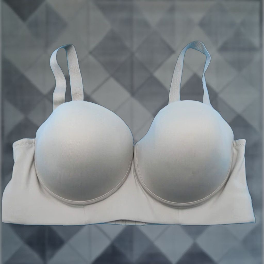 Vintage Leonisa Push Up Bra 38D Beige Long Line Shapewear Lingerie Full Coverage Padded Womens
