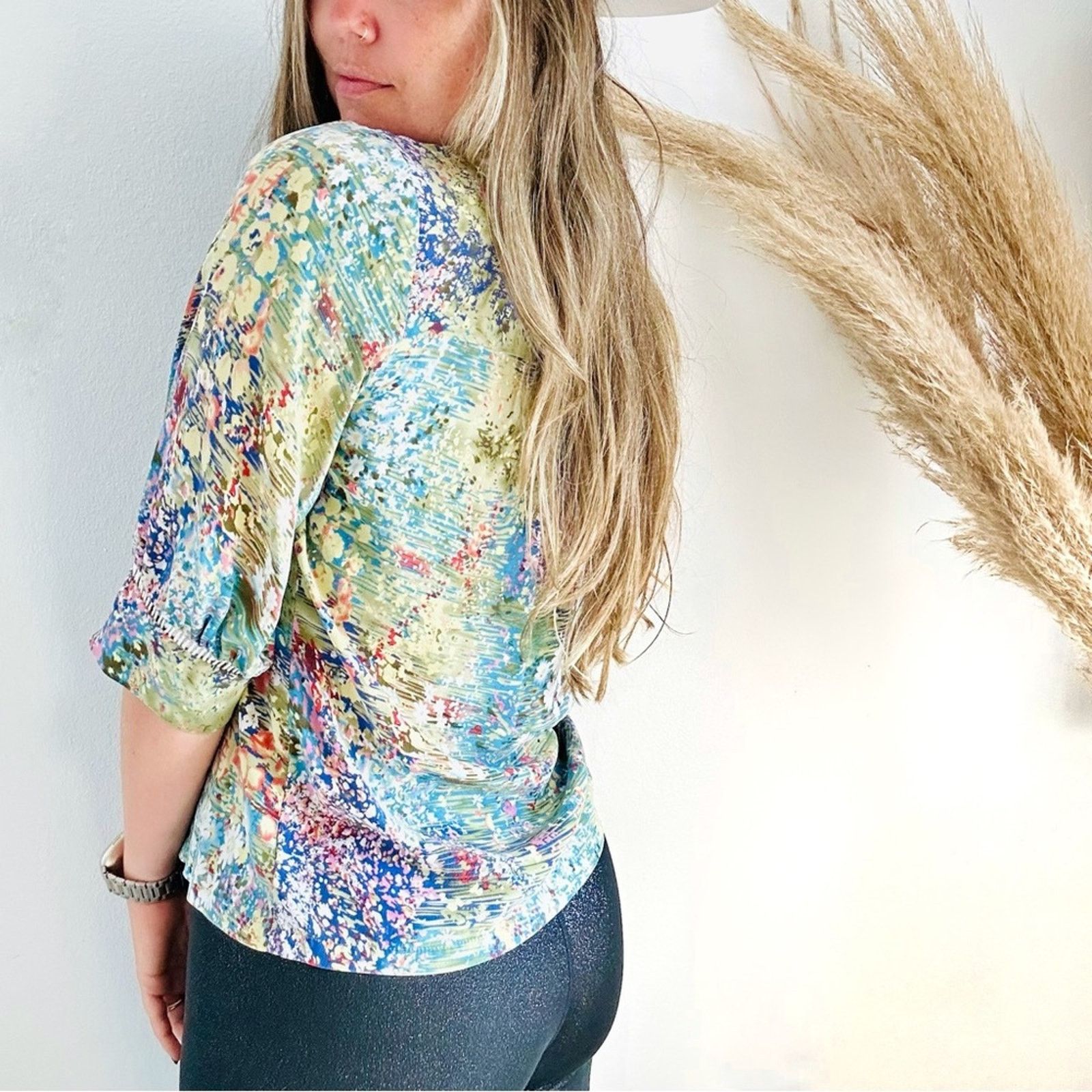 Anthropologie ANTHROPOLOGIE Dolan Blue White Button Silk Blouse Shirt Top Size M / US 6-8 / IT 42-44 - 3 Thumbnail