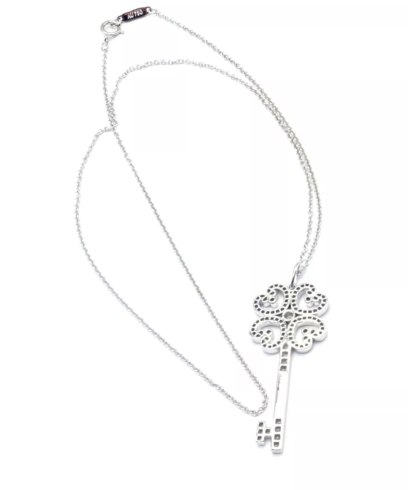 Tiffany & Co. 18k White Gold Enchant Quatra Heart Key Pendant Necklace Size ONE SIZE - 8 Thumbnail