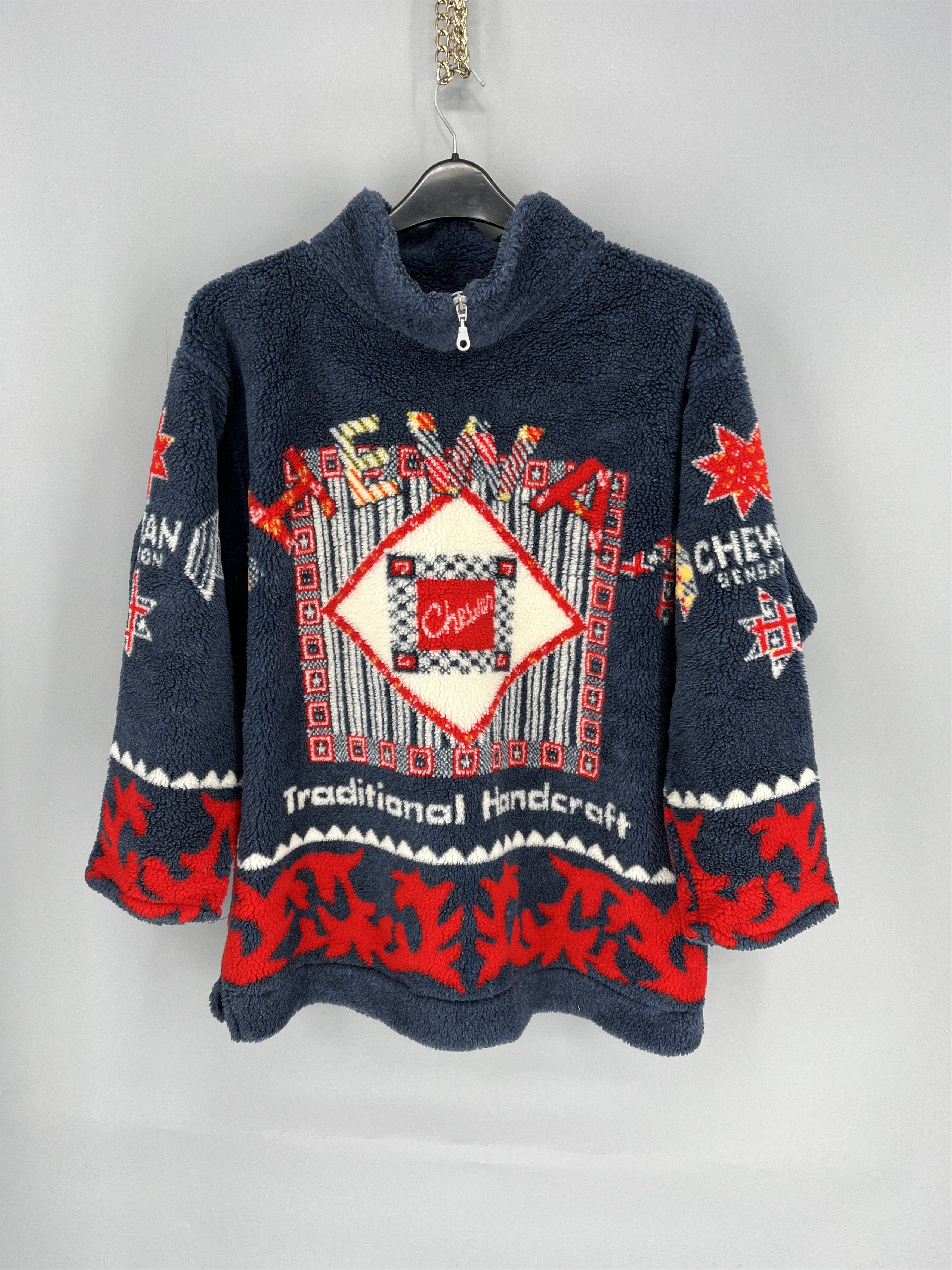 Vintage Vintage 90s Chewan Traditional Handcraft Fleece Sweater Size US L / EU 52-54 / 3 - 1 Thumbnail