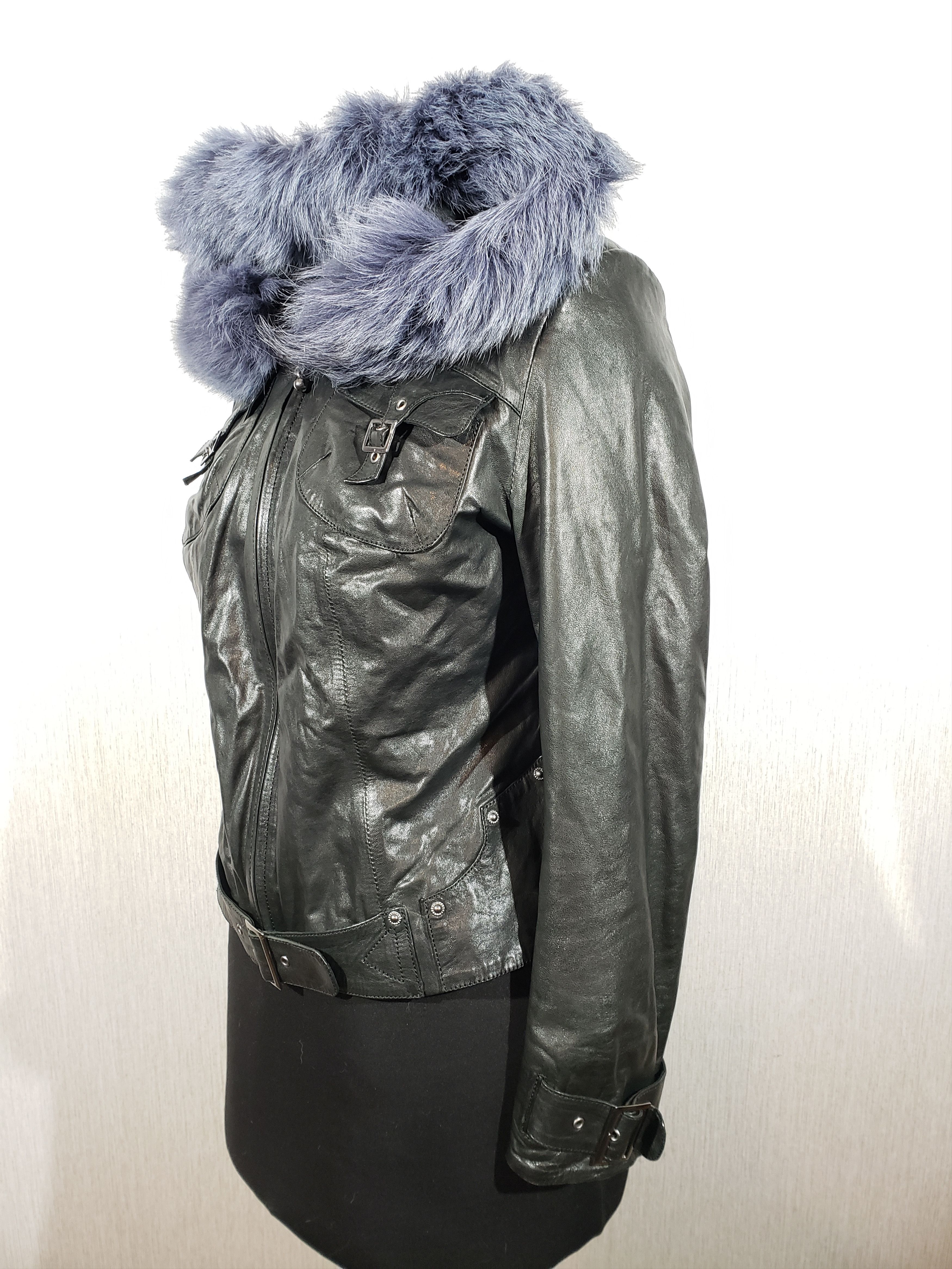 Other Black women's leather jacket with a hood. Size M / US 6-8 / IT 42-44 - 3 Thumbnail