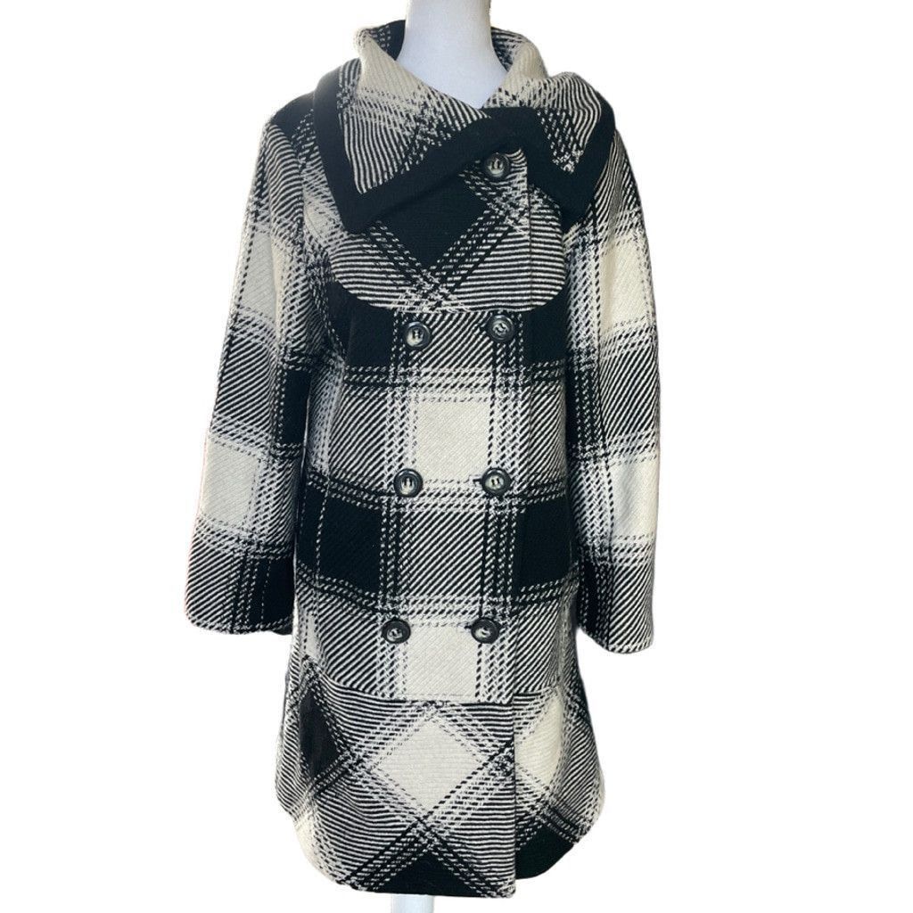 Worthington Women's Worthington Black & White Plaid Coat Size M Size M / US 6-8 / IT 42-44 - 1 Thumbnail