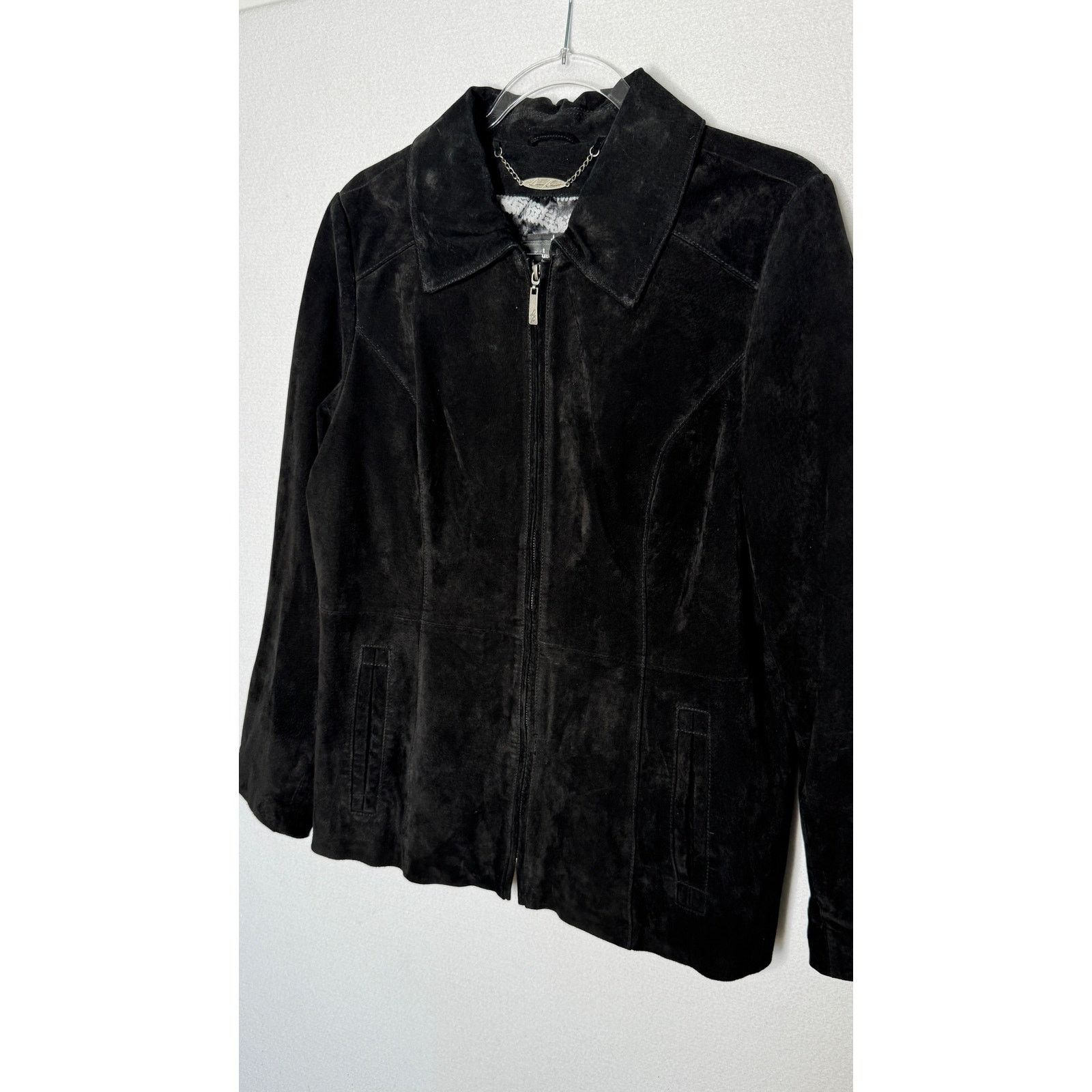 Vintage Y2K Dennis Basso Washable Black Suede Leather Jacket Medium Size M / US 6-8 / IT 42-44 - 10 Thumbnail