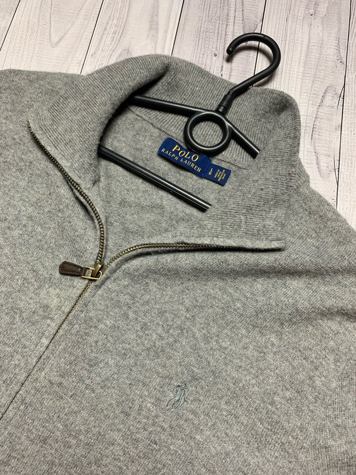 Vintage Polo Ralph Lauren zip up sweater grey logo Size L Size US L / EU 52-54 / 3 - 2 Thumbnail