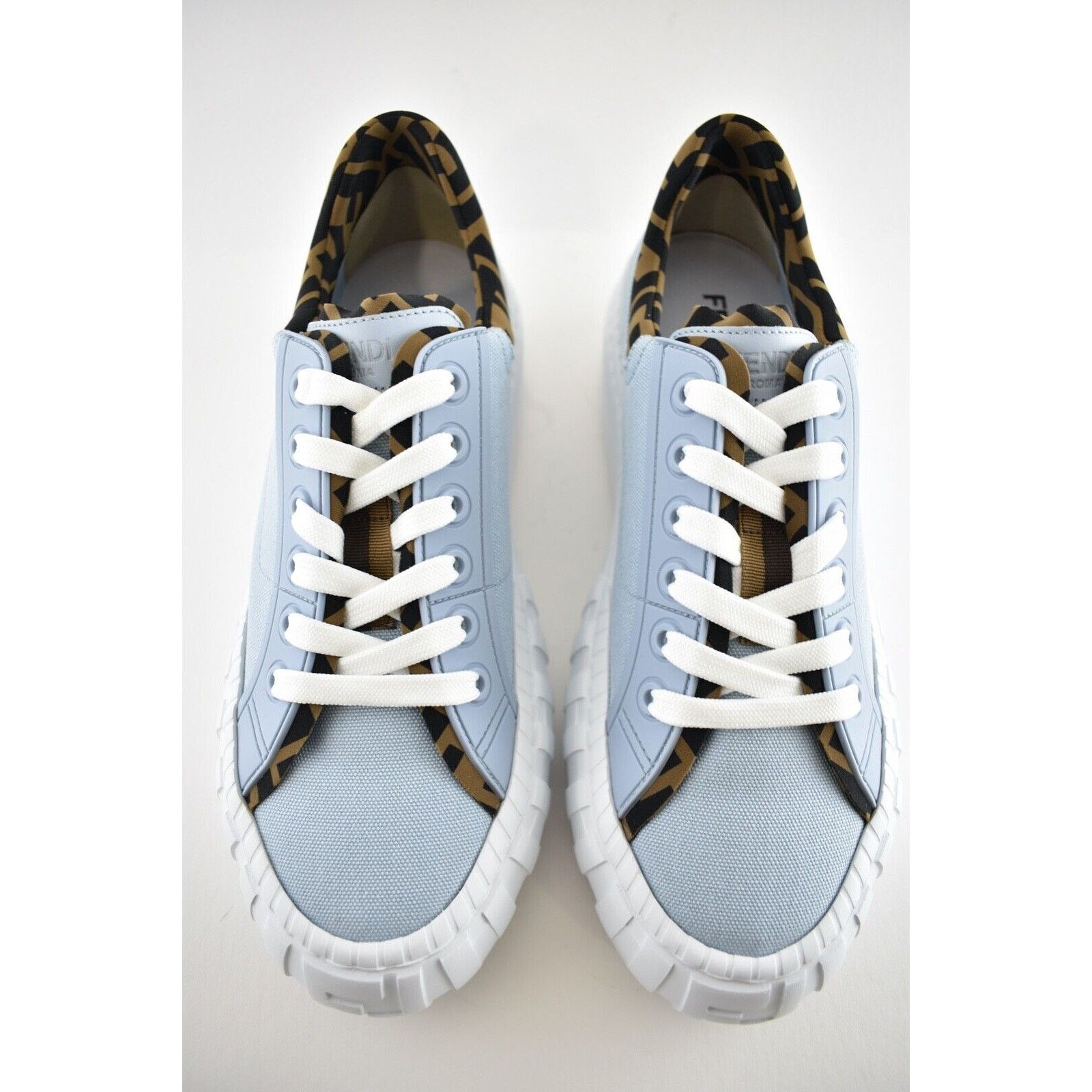 Fendi Fendi Force Blue Canvas White Platform Low Top Sneaker 35.5 Size US 5.5 / IT 35.5 - 7 Thumbnail