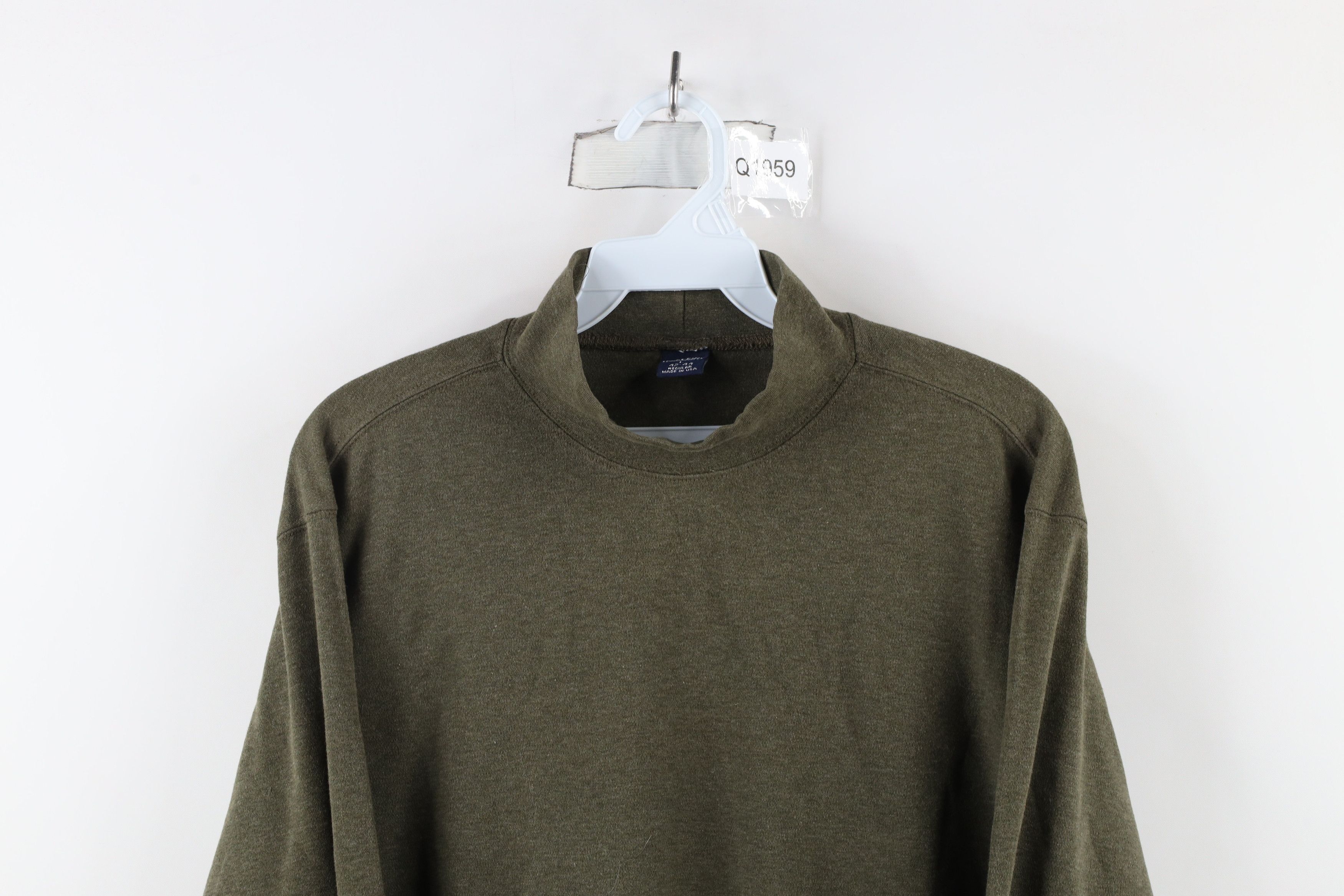 Lands' End × Vintage Vintage 90s Lands End Blank Mock Neck T-Shirt Green USA Size US L / EU 52-54 / 3 - 2 Thumbnail
