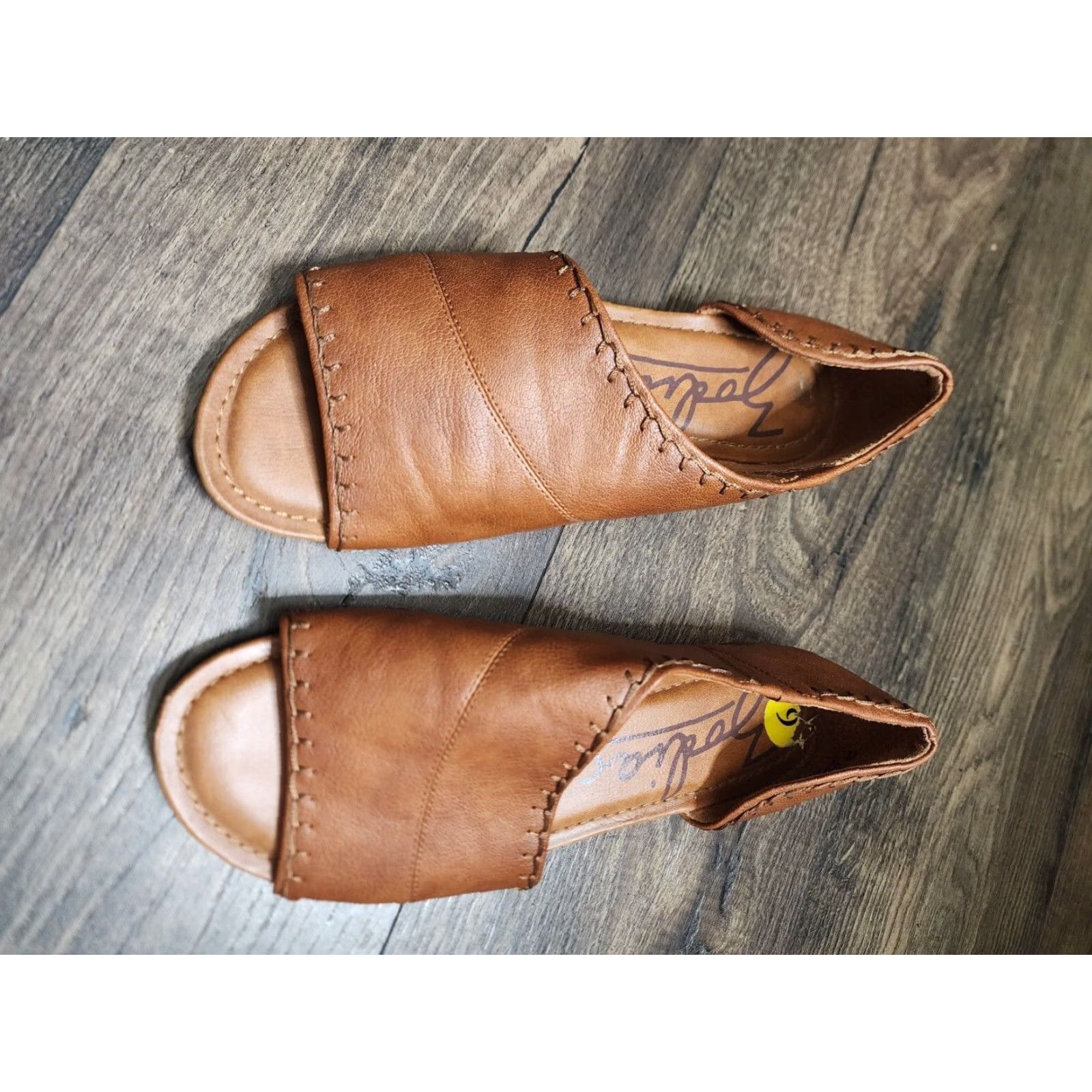 Vintage Zodiac Sandals Women's Size 9 M Brown D'Orsay Open Toe Slip On Comfort Size US 9 / IT 39 - 2 Thumbnail