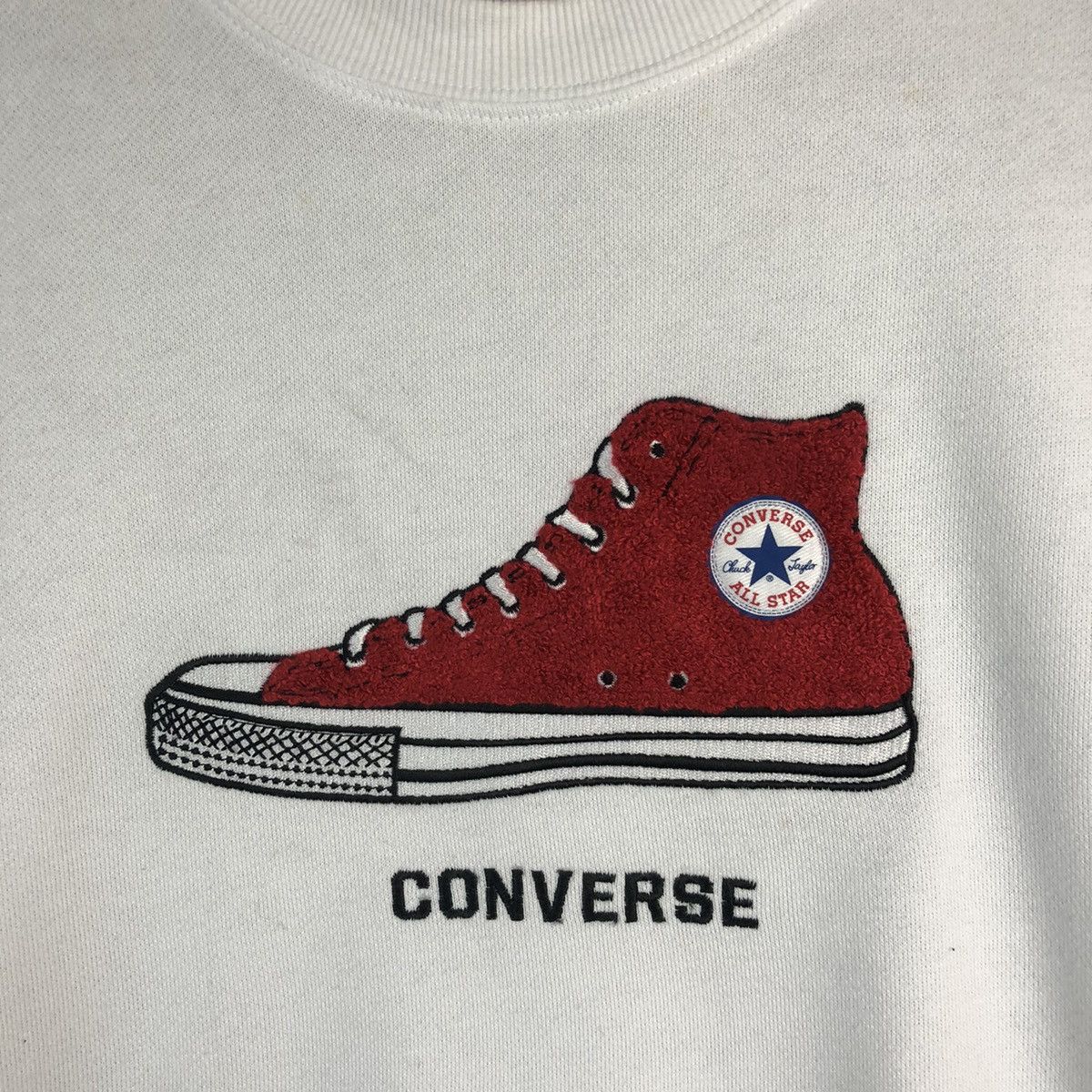 Converse × Vintage Converse vintage with red shoes White Sweatshirt #7559 Size US M / EU 48-50 / 2 - 5 Thumbnail