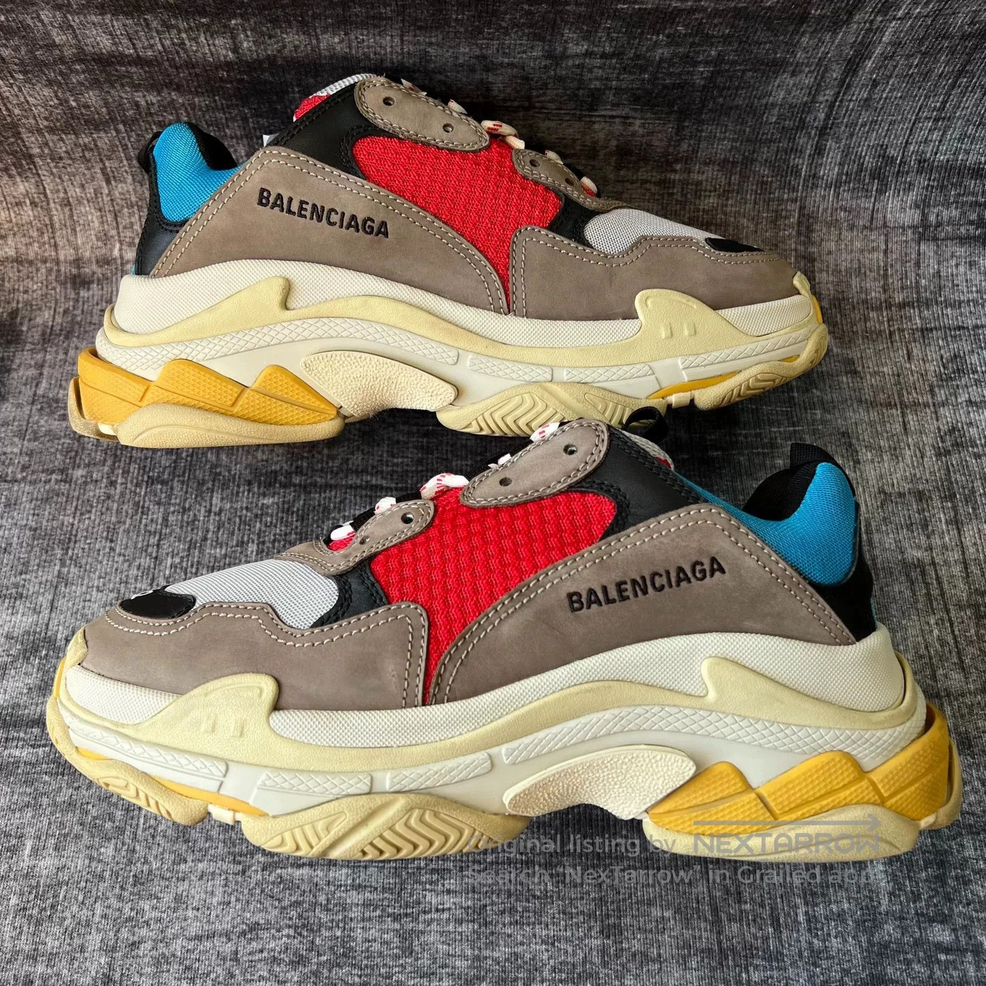 Balenciaga Balenciaga Triple S Red Blue Grey Sneakers. Size US 10 / EU 43 - 3 Thumbnail