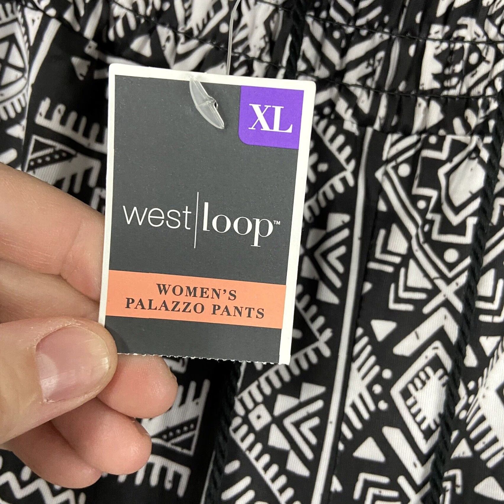 Vintage NEW West Loop Bohemian Palazzo Pants Wide Leg Black White Women’s XL Size 40" / US 18 - 7 Thumbnail