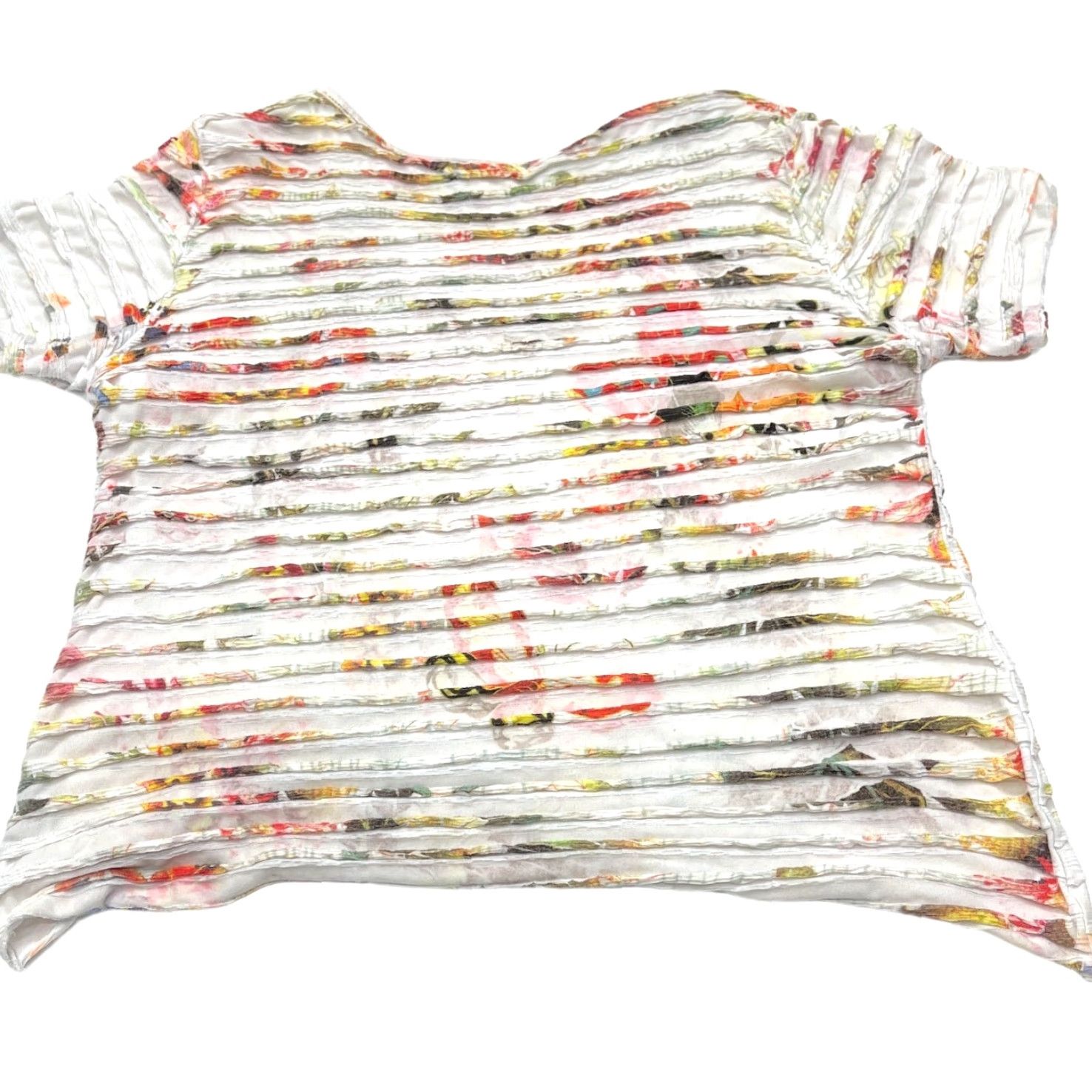 FRED Fred David Top Blouse XL White VNeck Floral Made in USA Fairy Garden Whimsical Size XL / US 12-14 / IT 48-50 - 3 Thumbnail