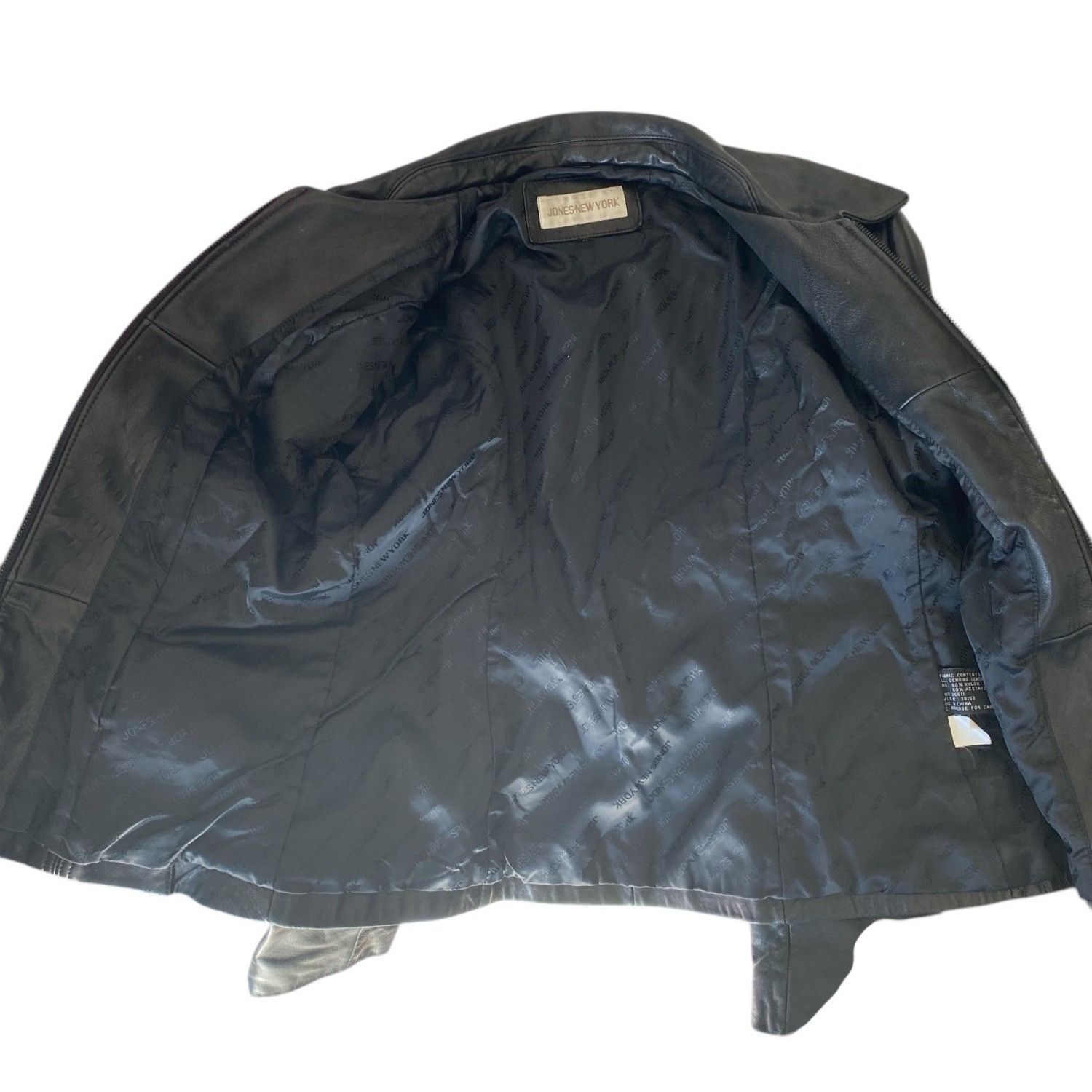 Jones New York Womens Jones New York Black Leather Jacket Coat Size M / US 6-8 / IT 42-44 - 12 Thumbnail