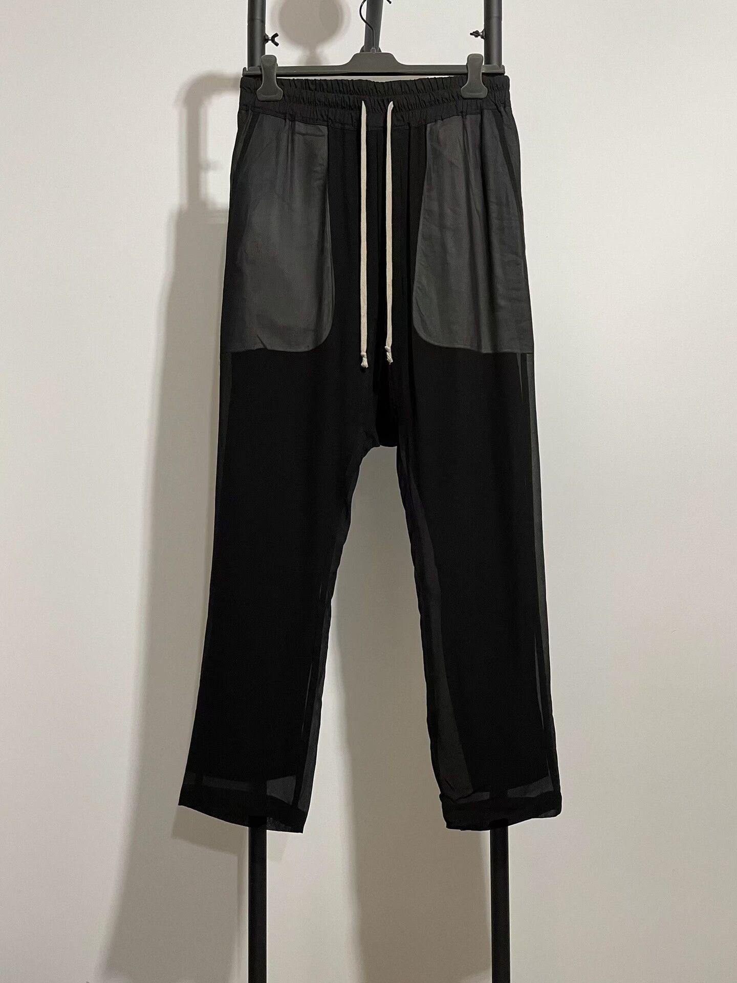rick owens ro black drop-crotch pants