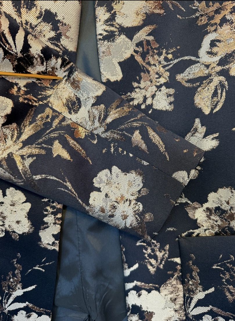Other Helene Berman Navy Floral Gold Metallic Accent Open Jacket M Size M / US 6-8 / IT 42-44 - 4 Thumbnail