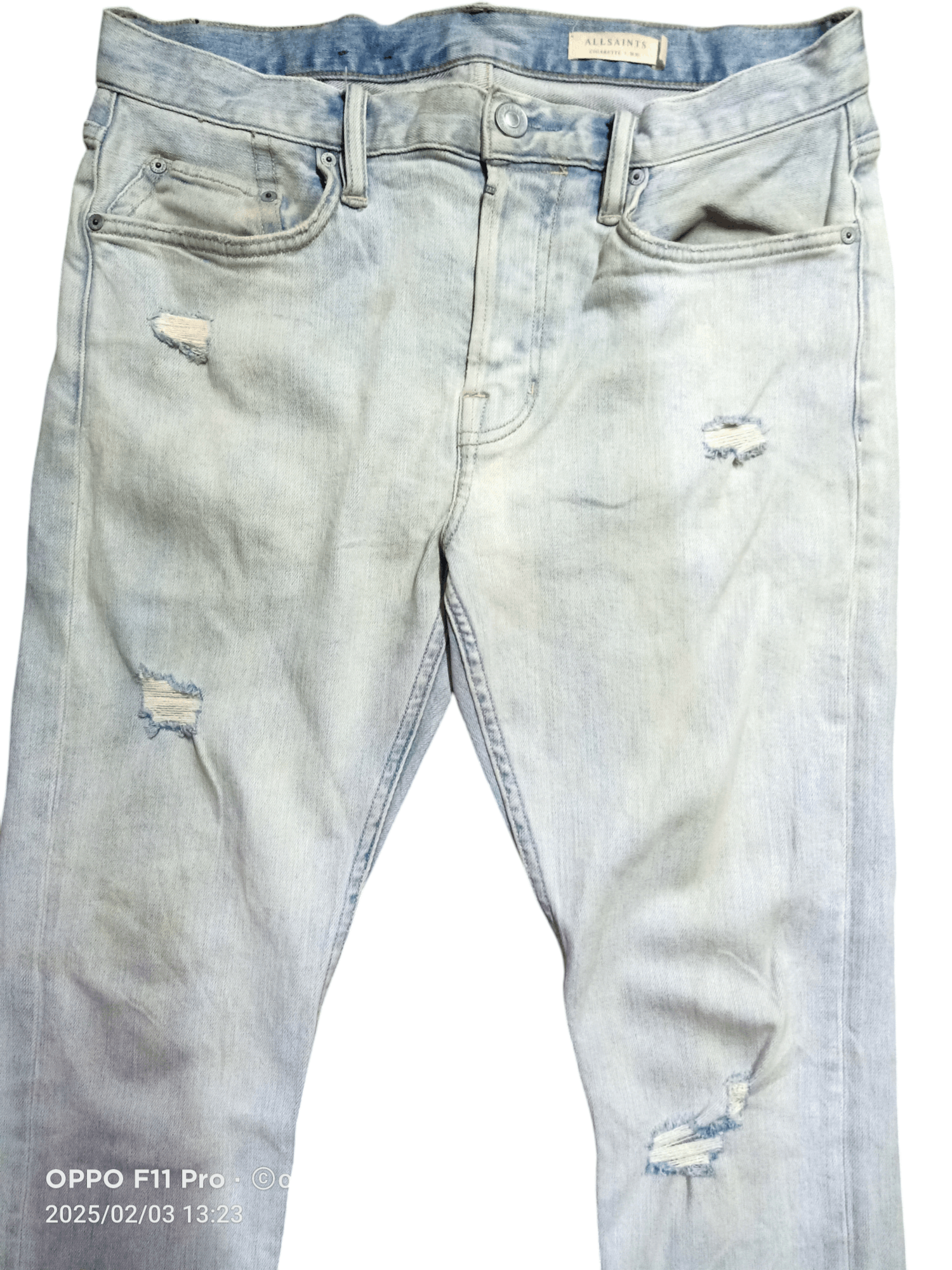 Allsaints All Saint Cigarette Damaged Denim Strenght Slimfit Size US 34 / EU 50 - 4 Thumbnail