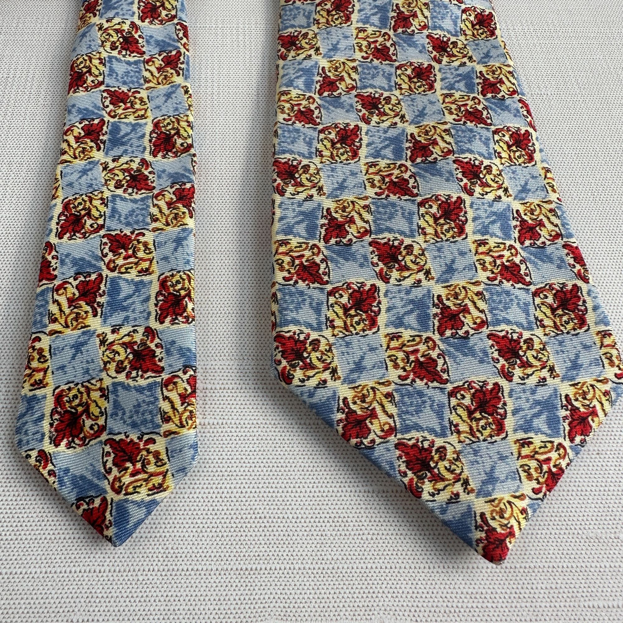 Other Pink London Mens Silk Tie Blue Red Yellow White Checkered Pa Size ONE SIZE - 9 Thumbnail