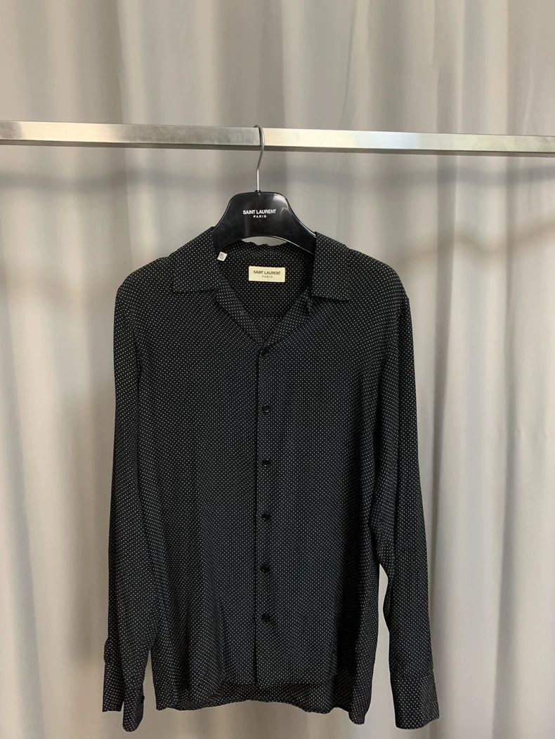 Saint Laurent Paris Saint Laurent Paris size 37 2014SS Cuban collar silk polka Size XS / US 0-2 / IT 36-38 - 1 Thumbnail